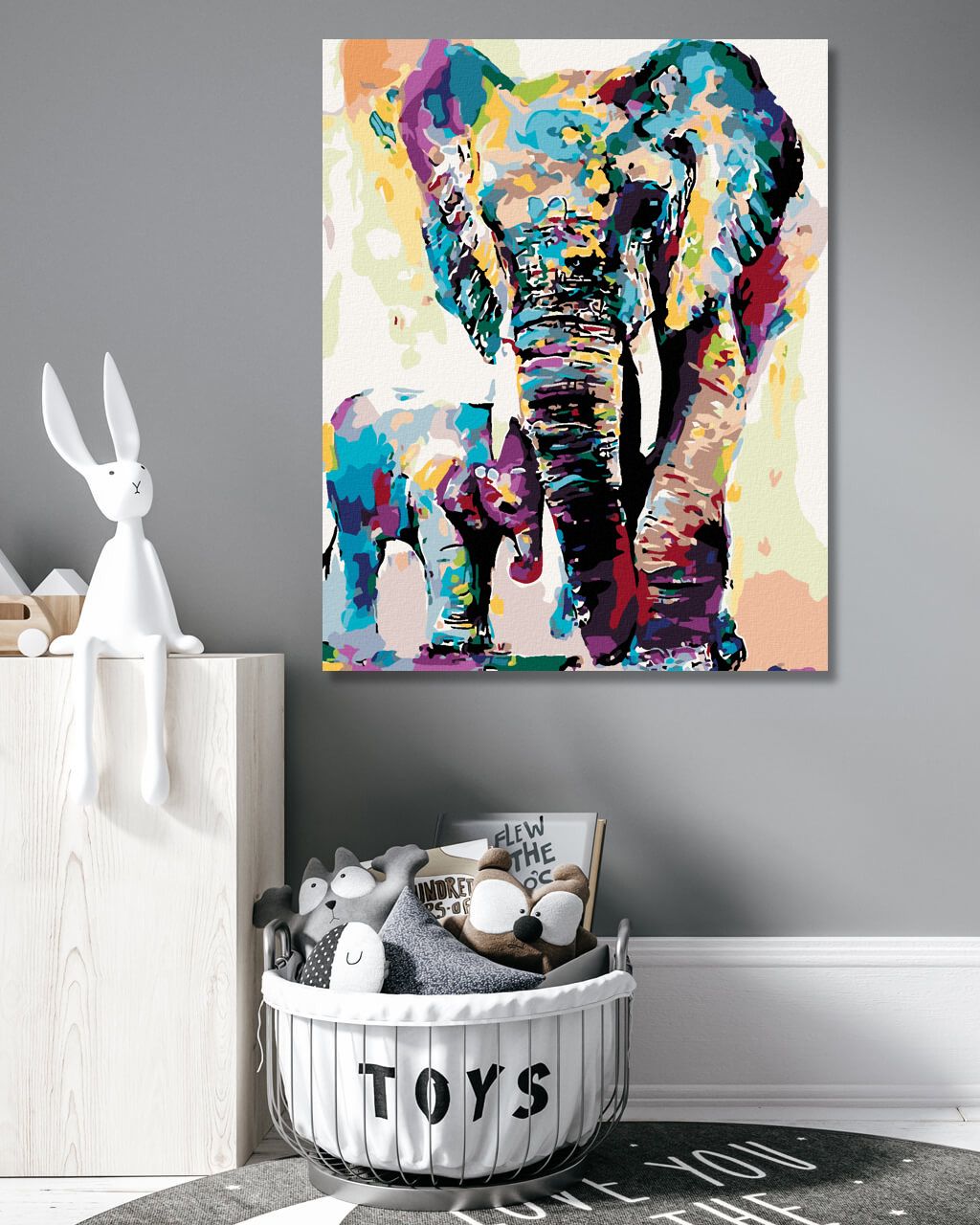 zuty Malování podle čísel - MALOVANÍ SLONI - Rozměr: 40x50 cm, Rámování: Varianta: bez rámu a bez vypnutí plátna - obrázek 3