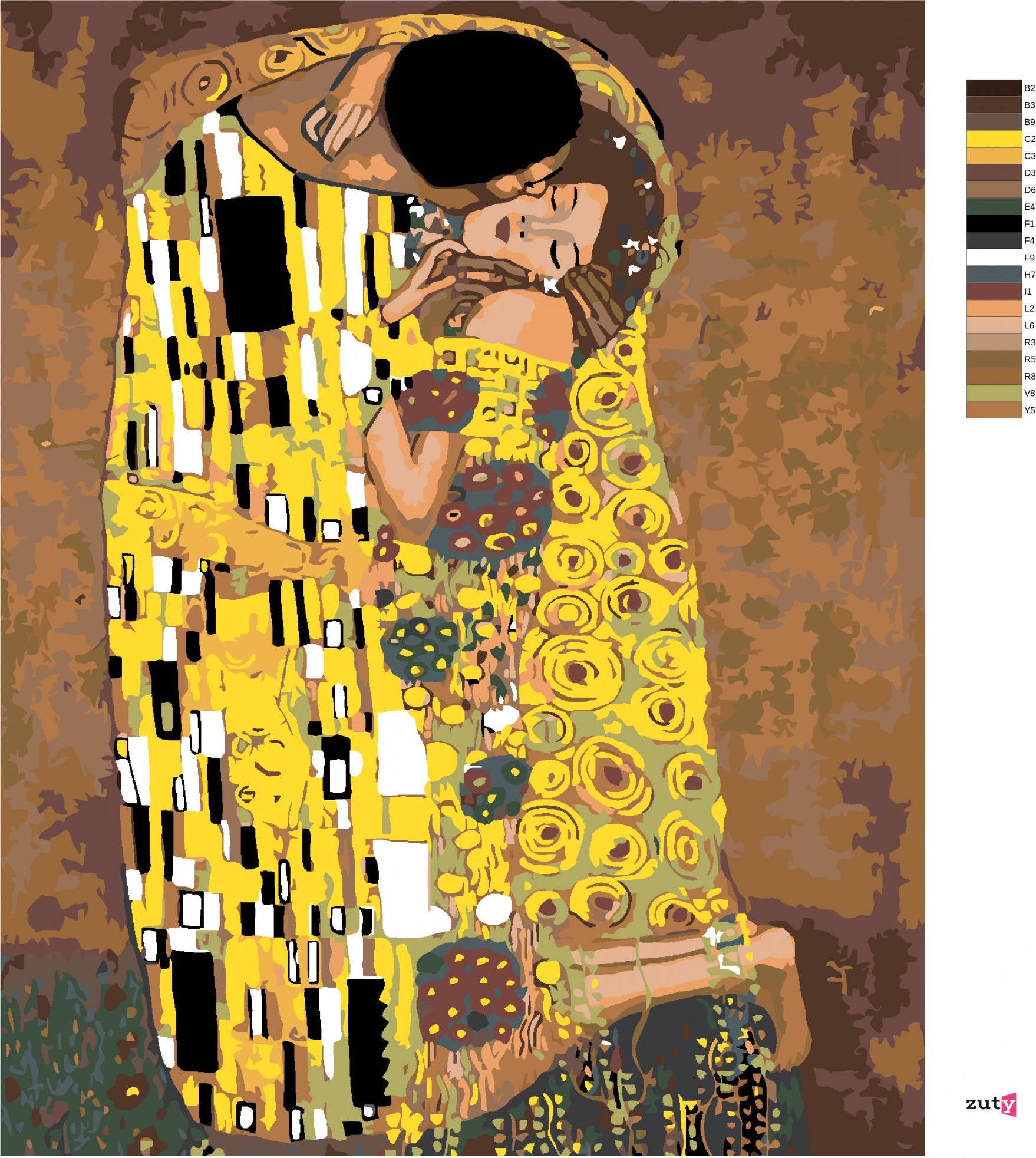 zuty Malování podle čísel - POLIBEK (Gustav Klimt) - Rozměr: 40x50 cm, Rámování: Varianta: vypnuté plátno na rám - obrázek 7