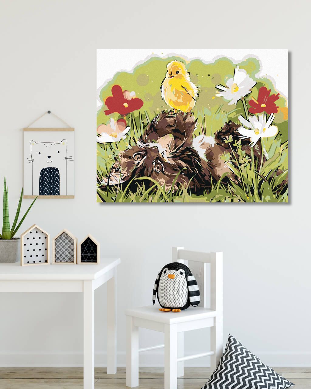 zuty Malování podle čísel - KOTĚ A KUŘÁTKO - Rozměr: 40x50 cm, Rámování: Varianta: vypnuté plátno na rám - obrázek 4