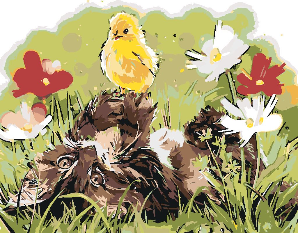 zuty Malování podle čísel - KOTĚ A KUŘÁTKO - Rozměr: 40x50 cm, Rámování: Varianta: vypnuté plátno na rám - obrázek 9