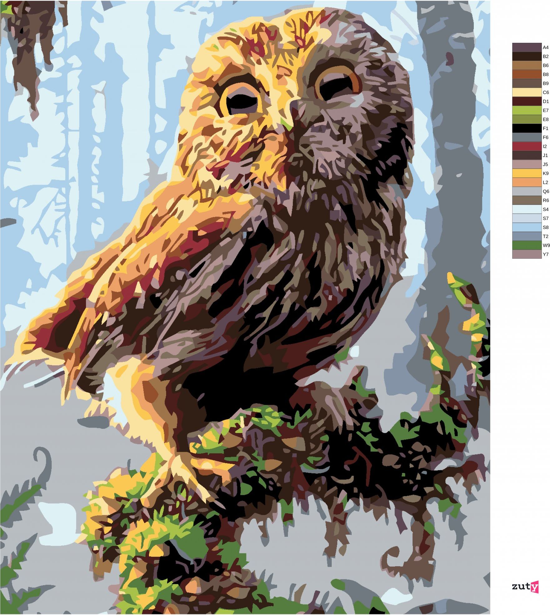zuty Malování podle čísel - SOVIČKA - Rozměr: 40x50 cm, Rámování: Varianta: vypnuté plátno na rám - obrázek 3