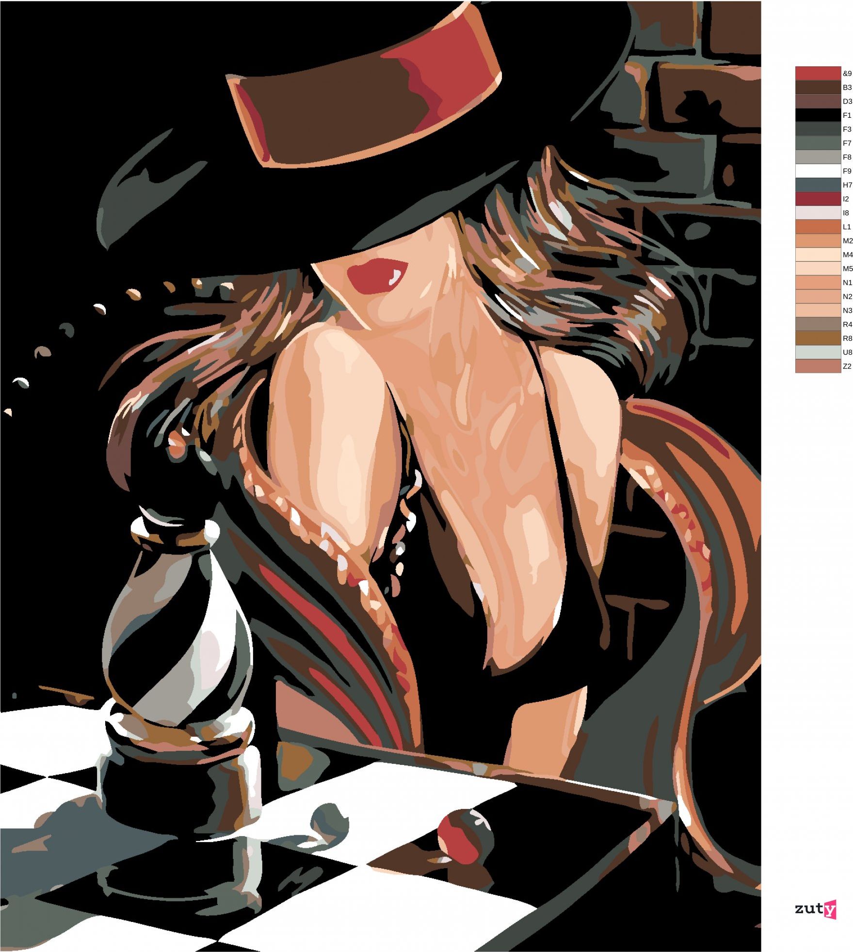 zuty Malování podle čísel - SEXY ŠACHISTKA - Rozměr: 40x50 cm, Rámování: Varianta: vypnuté plátno na rám - obrázek 4