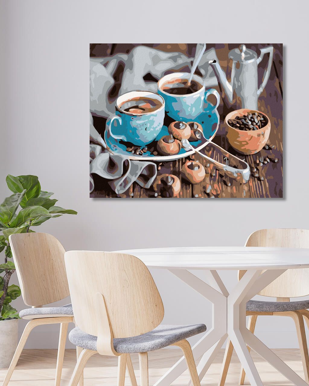 zuty Malování podle čísel - MODRÉ ŠÁLKY KÁVY - Rozměr: 40x50 cm, Rámování: Varianta: bez rámu a bez vypnutí plátna - obrázek 7