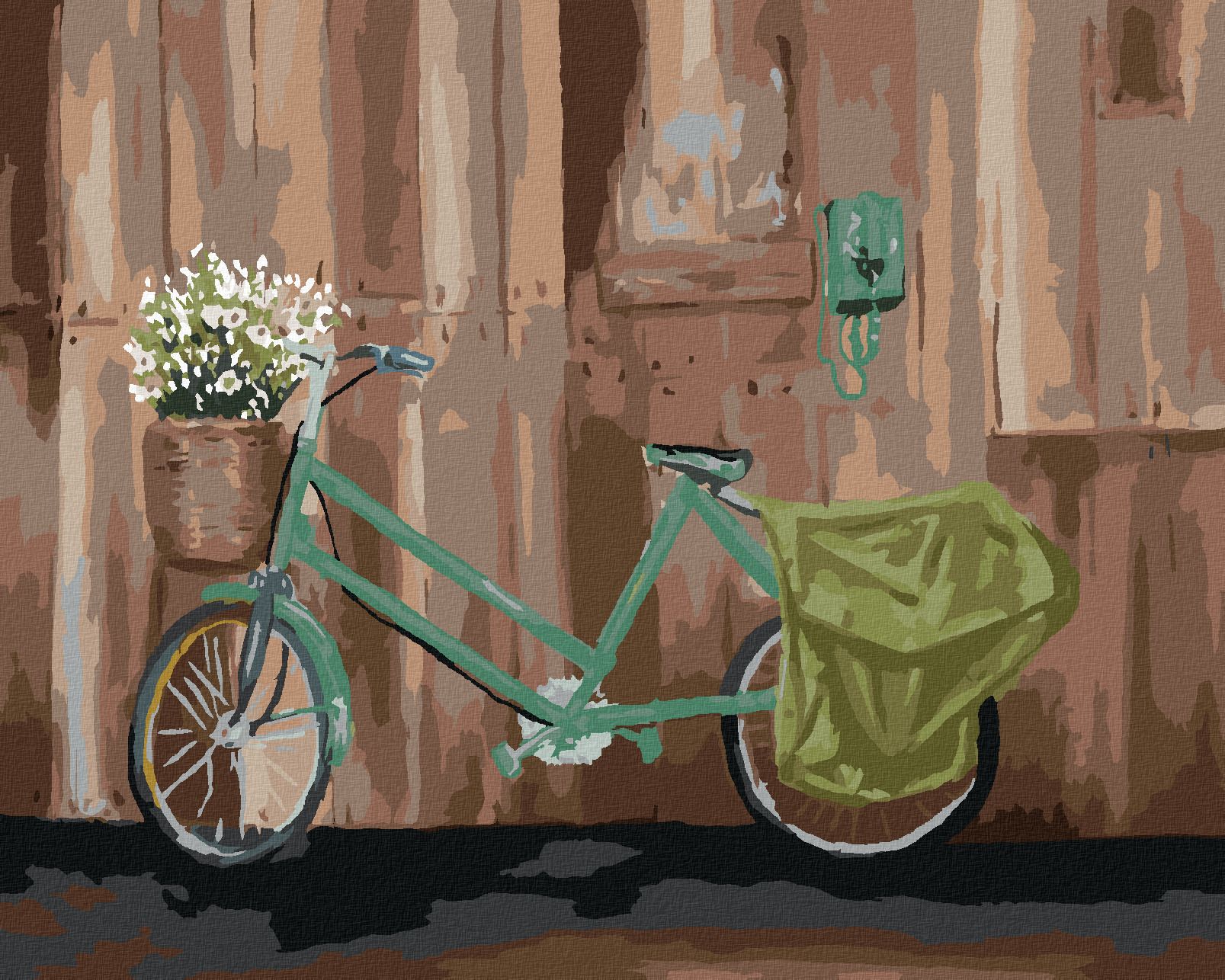 zuty Malování podle čísel - KOLO S KOŠÍKEM KVĚTIN - Rozměr: 40x50 cm, Rámování: Varianta: bez rámu a bez vypnutí plátna - obrázek 2