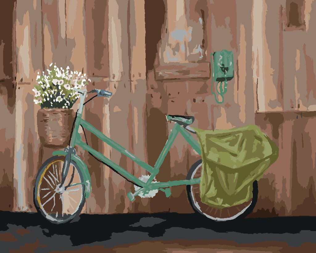 zuty Malování podle čísel - KOLO S KOŠÍKEM KVĚTIN - Rozměr: 40x50 cm, Rámování: Varianta: bez rámu a bez vypnutí plátna - obrázek 8