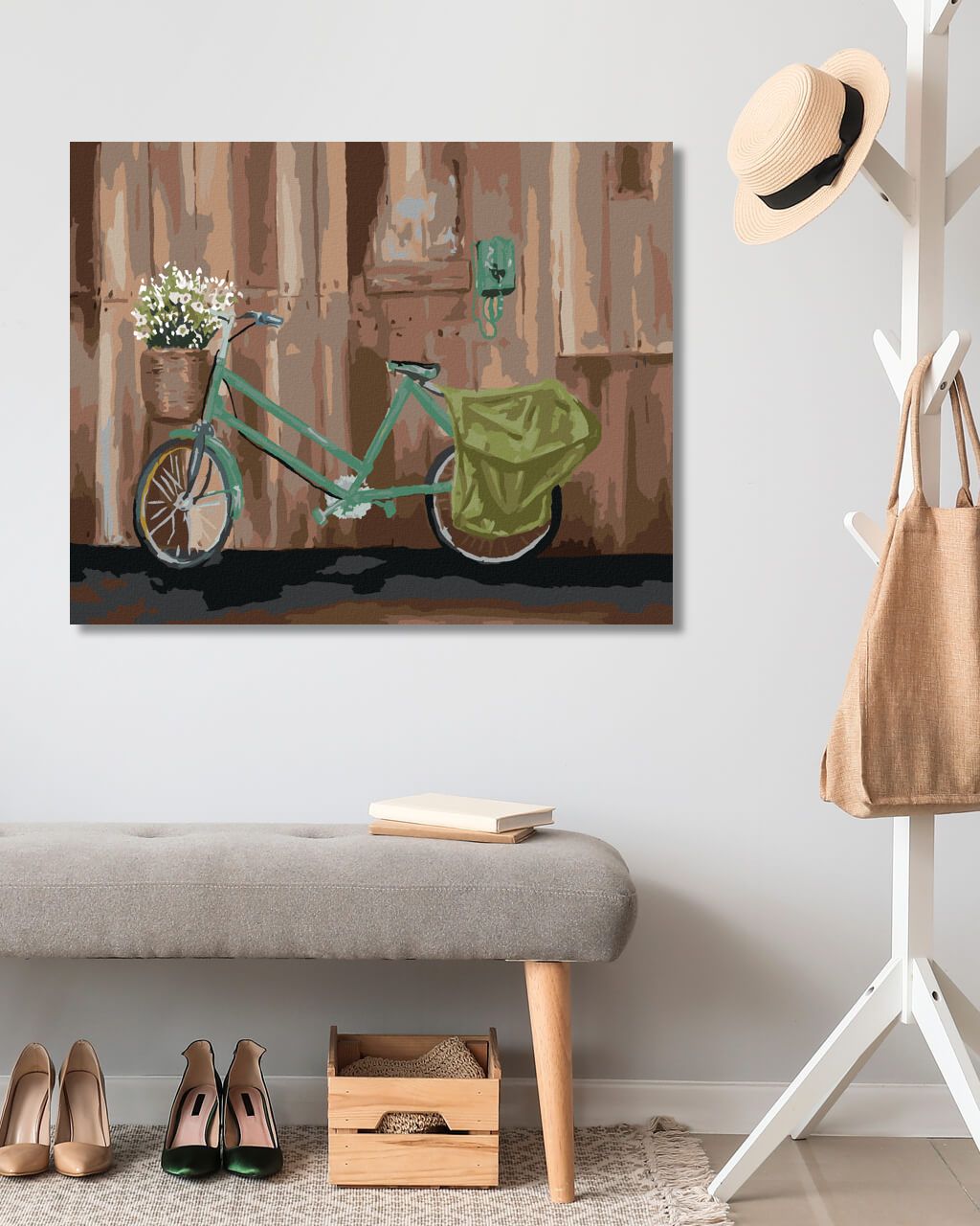 zuty Malování podle čísel - KOLO S KOŠÍKEM KVĚTIN - Rozměr: 40x50 cm, Rámování: Varianta: bez rámu a bez vypnutí plátna - obrázek 11