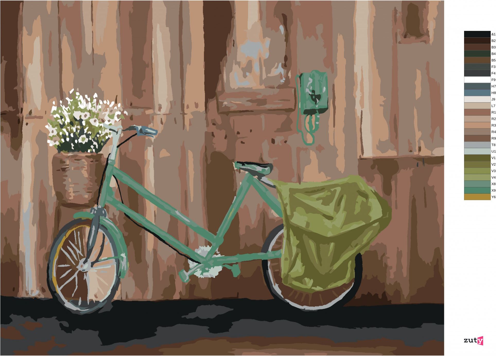 zuty Malování podle čísel - KOLO S KOŠÍKEM KVĚTIN - Rozměr: 40x50 cm, Rámování: Varianta: bez rámu a bez vypnutí plátna - obrázek 20
