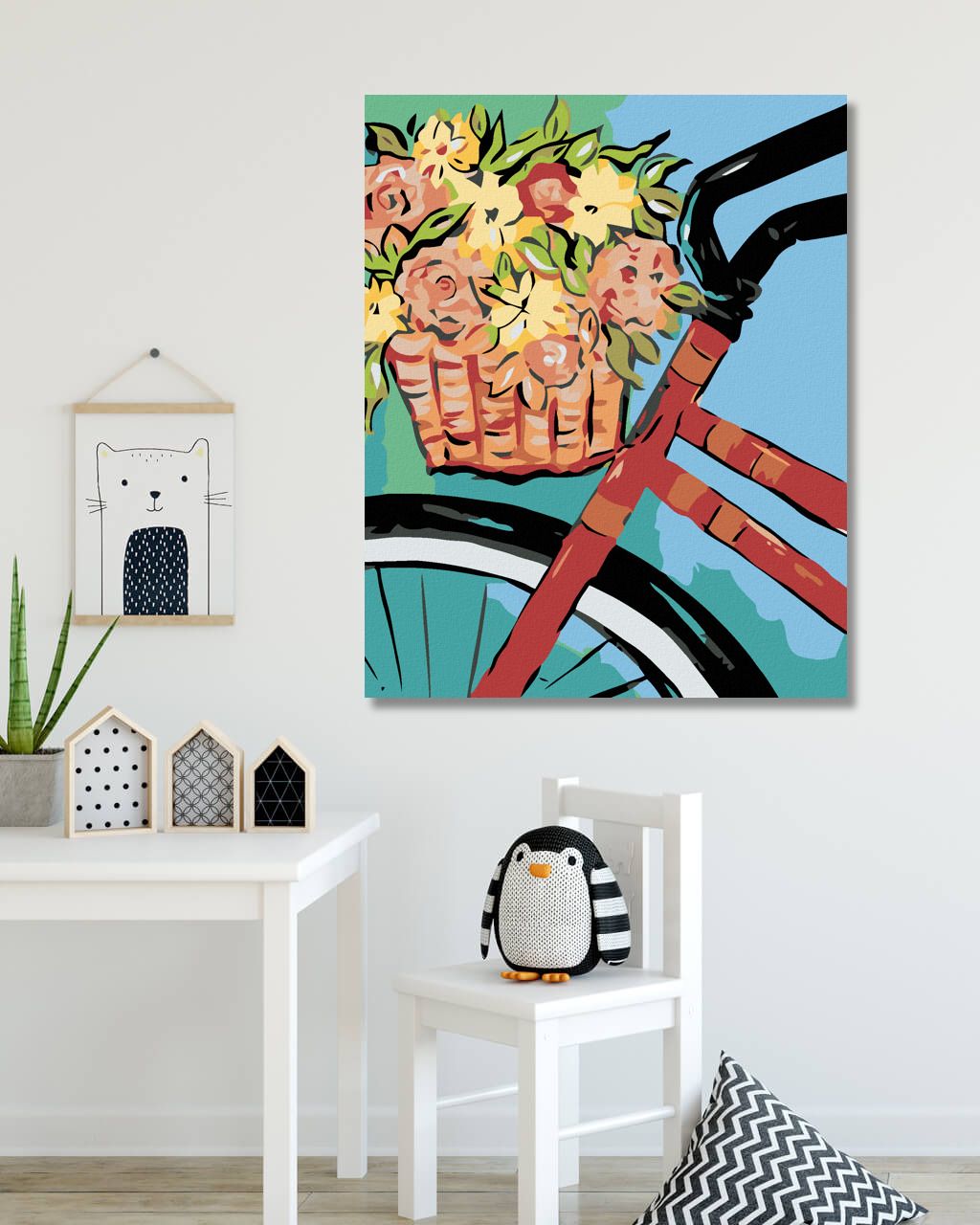 zuty Malování podle čísel - KOLO S KOŠÍKEM KVĚTIN - Rozměr: 40x50 cm, Rámování: Varianta: bez rámu a bez vypnutí plátna - obrázek 28