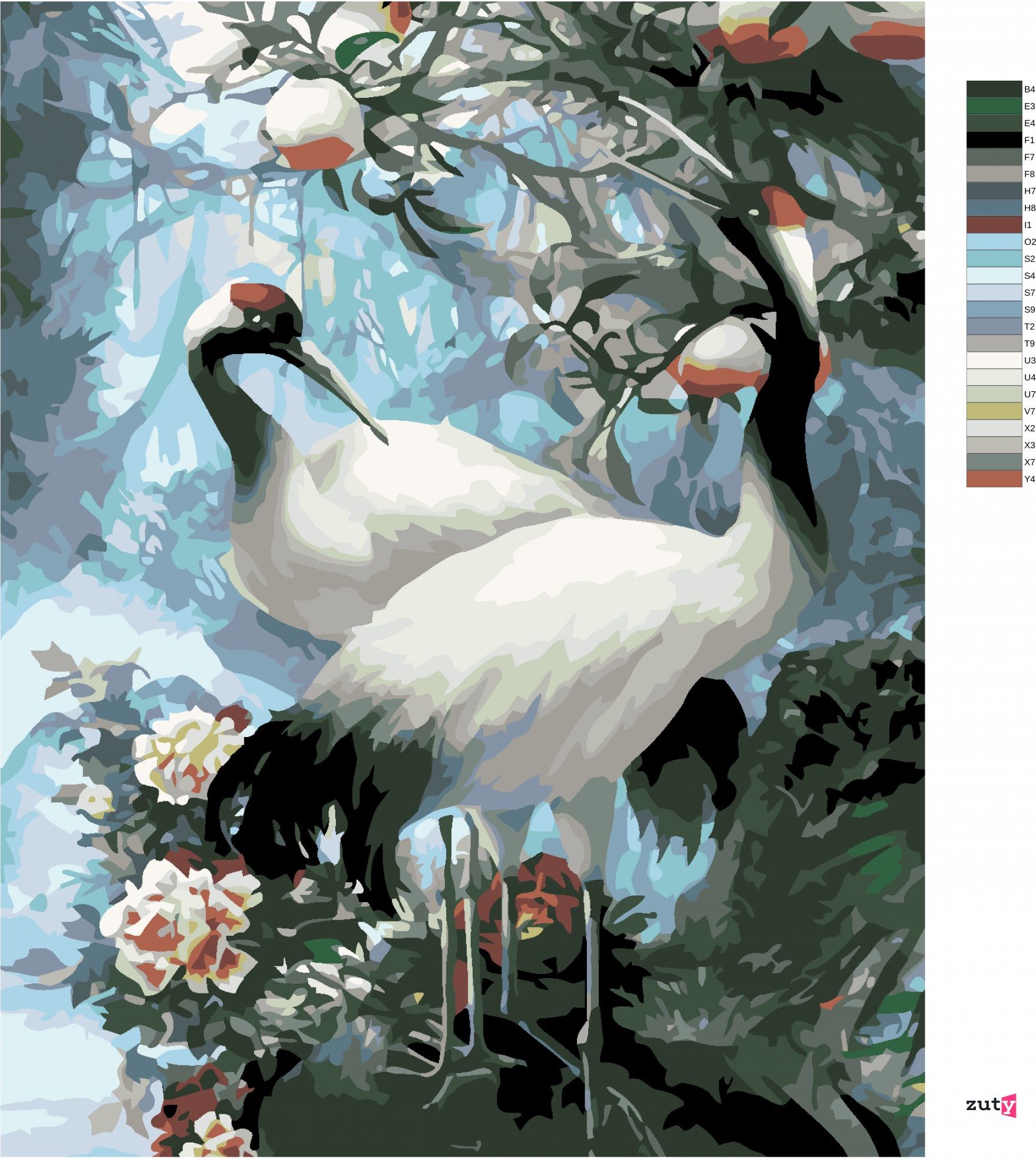 zuty Malování podle čísel - BÍLÝ JEŘÁB - Rozměr: 40x50 cm, Rámování: Varianta: bez rámu a bez vypnutí plátna - obrázek 6
