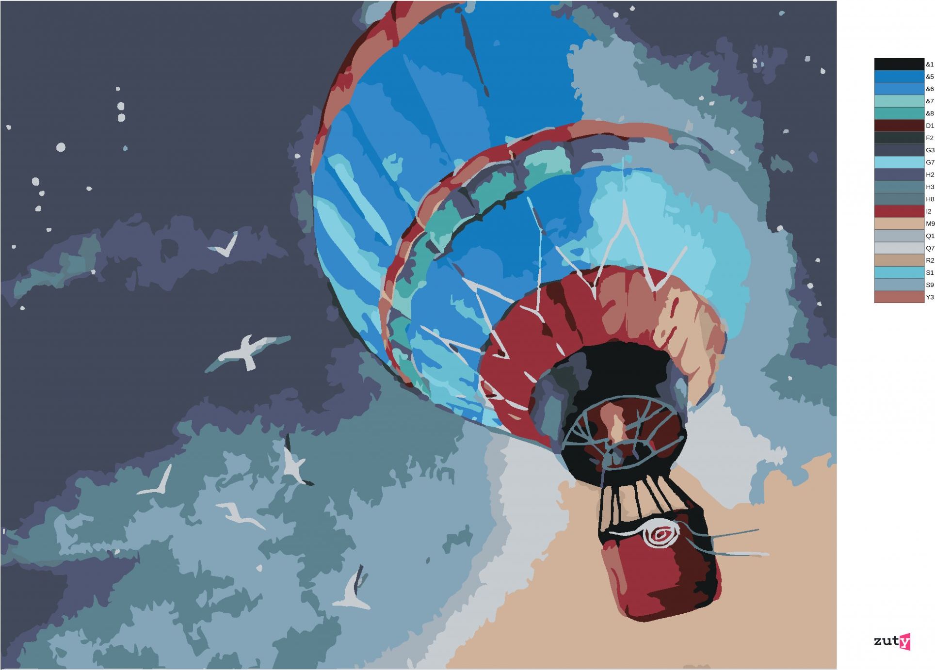 zuty Malování podle čísel - HORKOVZDUŠNÝ BALÓN NA NOČNÍ OBLOZE - Rozměr: 40x50 cm, Rámování: Varianta: bez rámu a bez vypnutí plátna - obrázek 4