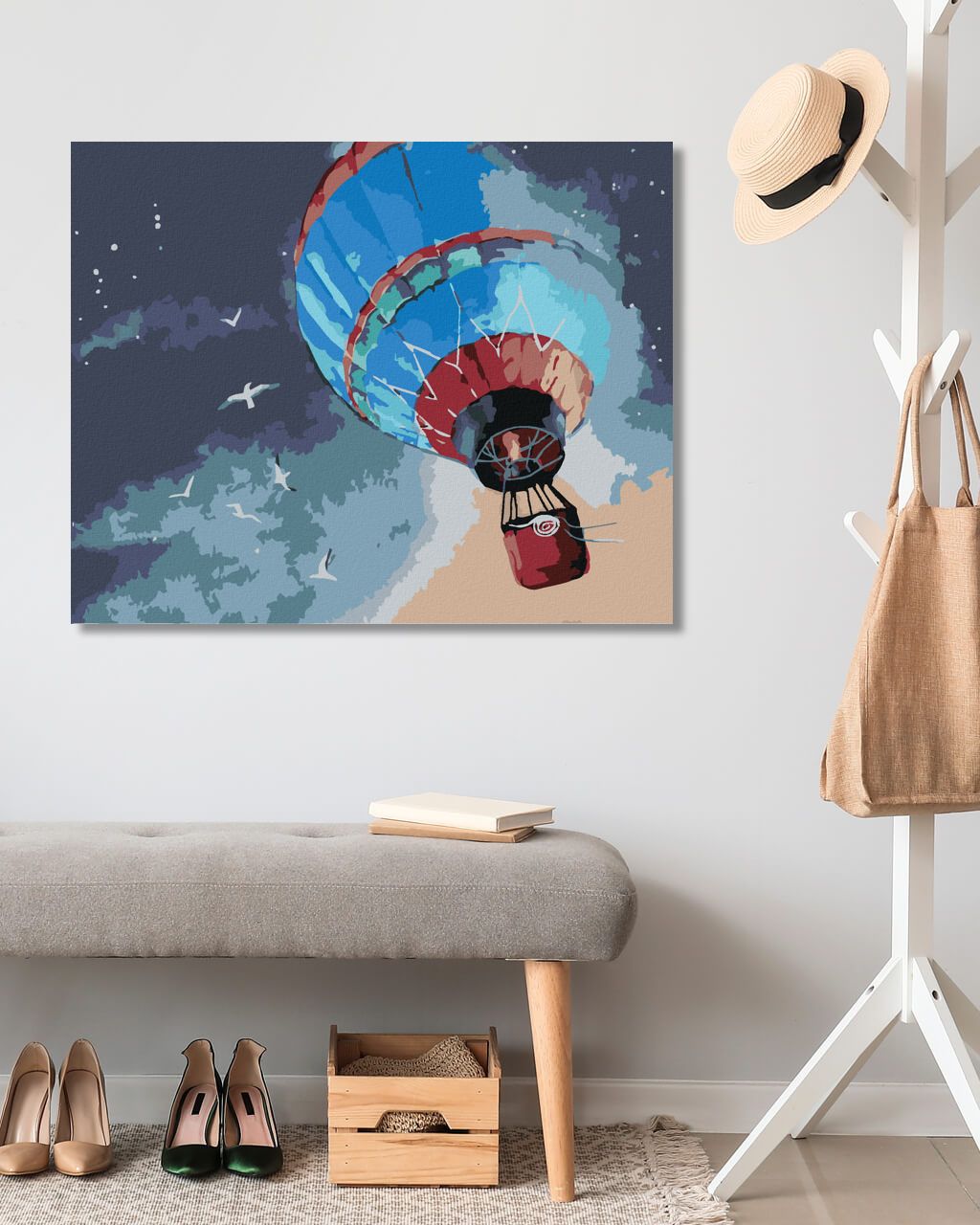 zuty Malování podle čísel - HORKOVZDUŠNÝ BALÓN NA NOČNÍ OBLOZE - Rozměr: 40x50 cm, Rámování: Varianta: bez rámu a bez vypnutí plátna - obrázek 6