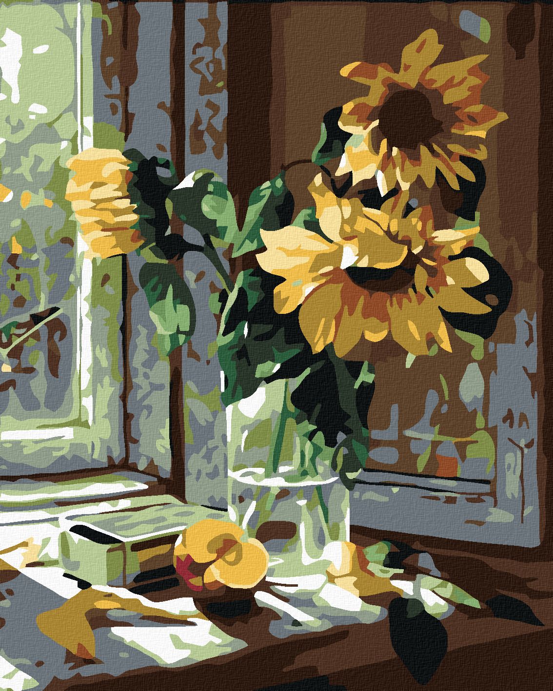 zuty Malování podle čísel - SLUNEČNICE VE VÁZE - Rozměr: 40x50 cm, Rámování: Varianta: bez rámu a bez vypnutí plátna - obrázek 2