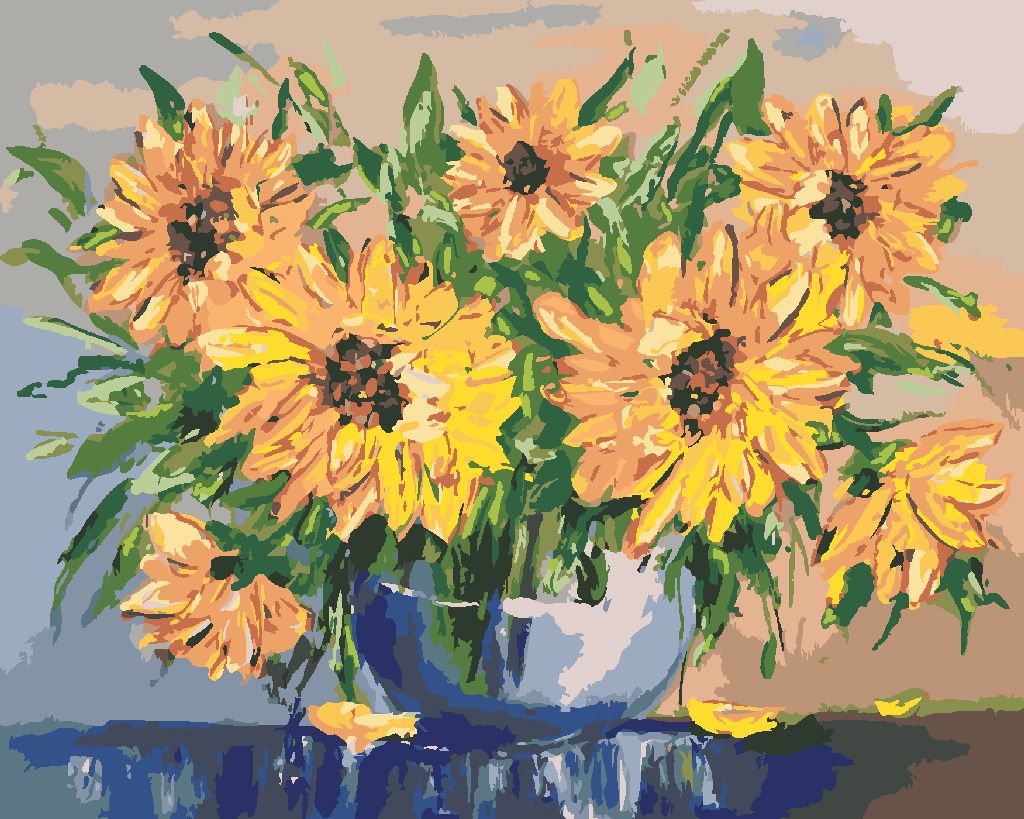zuty Malování podle čísel - SLUNEČNICE VE VÁZE - Rozměr: 40x50 cm, Rámování: Varianta: bez rámu a bez vypnutí plátna - obrázek 14