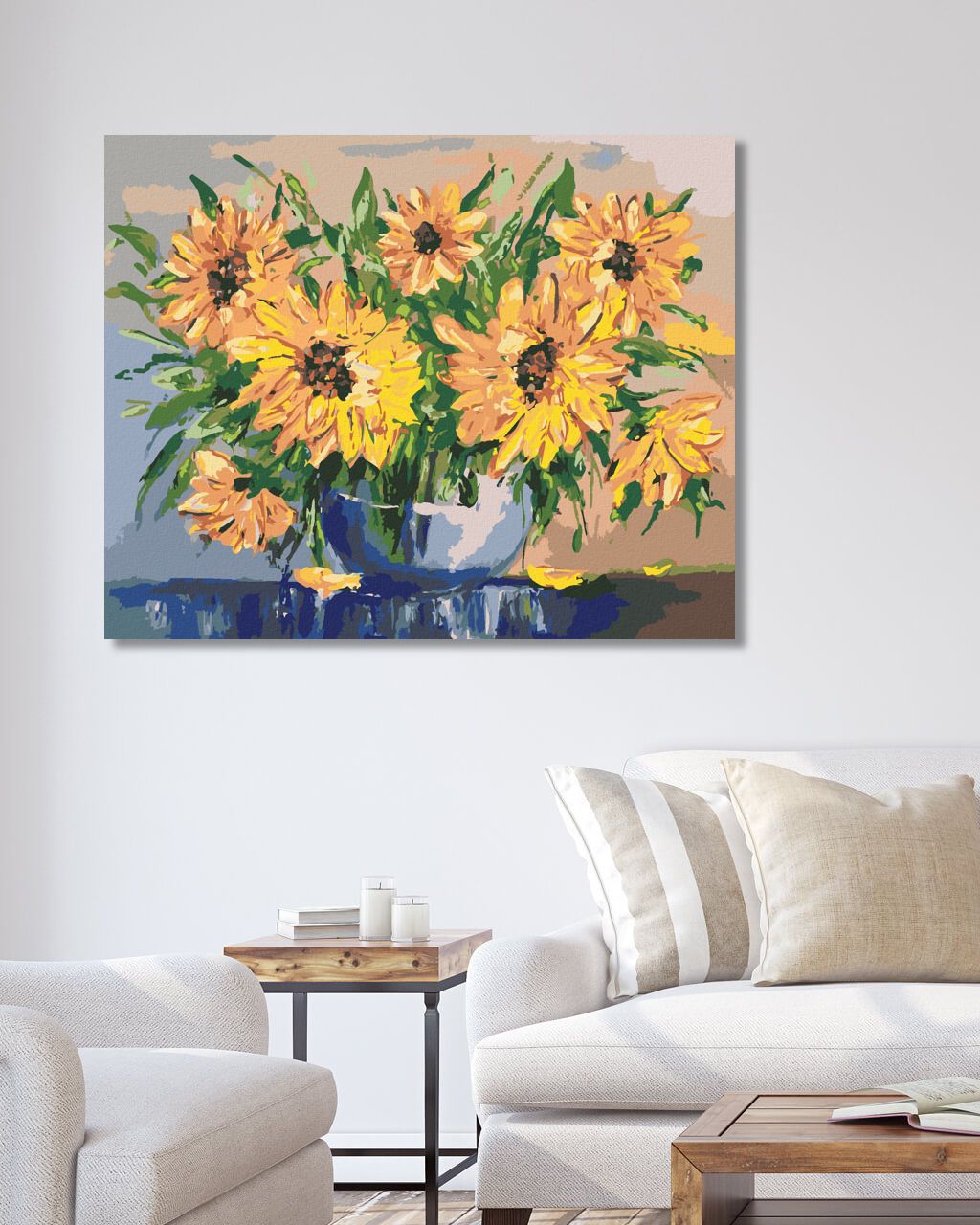 zuty Malování podle čísel - SLUNEČNICE VE VÁZE - Rozměr: 40x50 cm, Rámování: Varianta: bez rámu a bez vypnutí plátna - obrázek 20