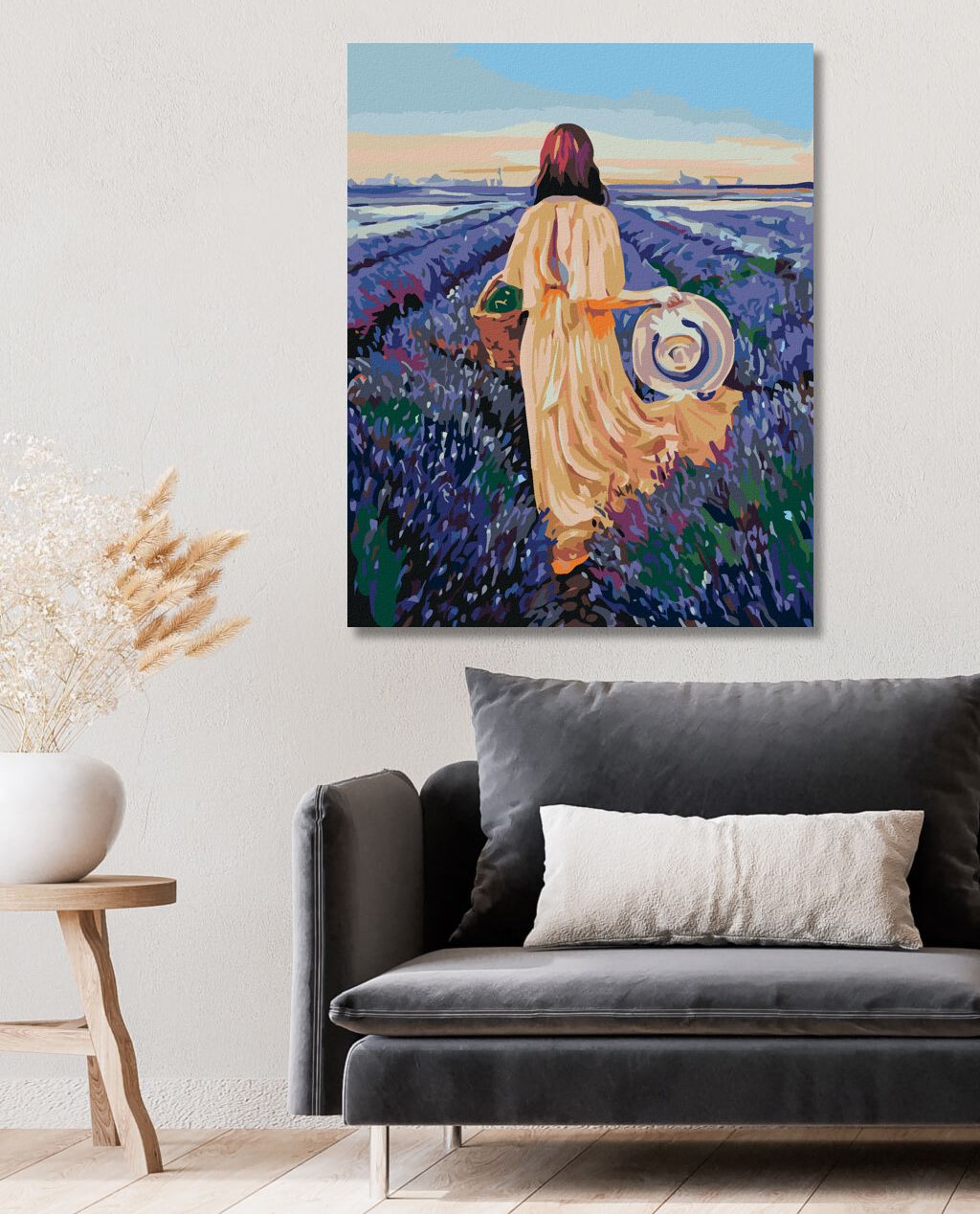 zuty Malování podle čísel - ŽENA S KOŠÍKEM A LEVANDULOVÉ POLE - Rozměr: 40x50 cm, Rámování: Varianta: bez rámu a bez vypnutí plátna - obrázek 2