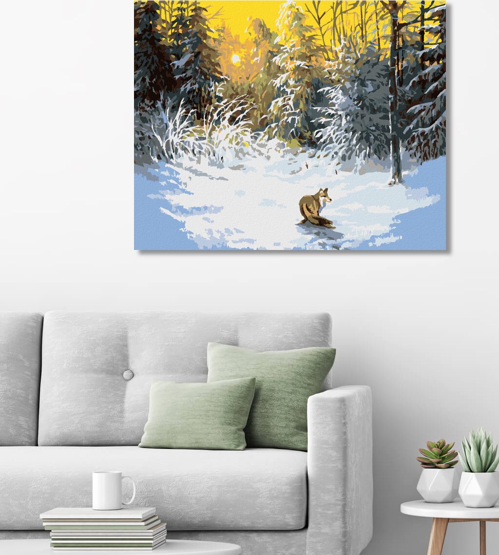 zuty Malování podle čísel - LIŠKA V ZASNĚŽENÉM LESE - Rozměr: 40x50 cm, Rámování: Varianta: vypnuté plátno na rám - obrázek 9