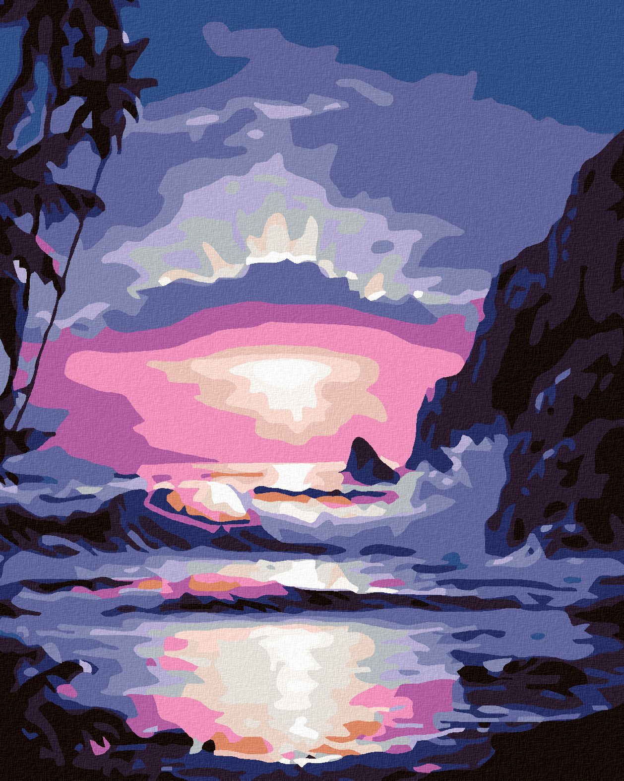 zuty Malování podle čísel - MODRÝ ZÁPAD SLUNCE - Rozměr: 40x50 cm, Rámování: Varianta: bez rámu a bez vypnutí plátna - obrázek 1