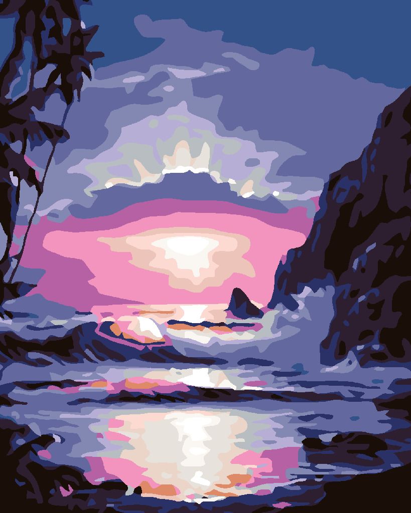zuty Malování podle čísel - MODRÝ ZÁPAD SLUNCE - Rozměr: 40x50 cm, Rámování: Varianta: bez rámu a bez vypnutí plátna - obrázek 4