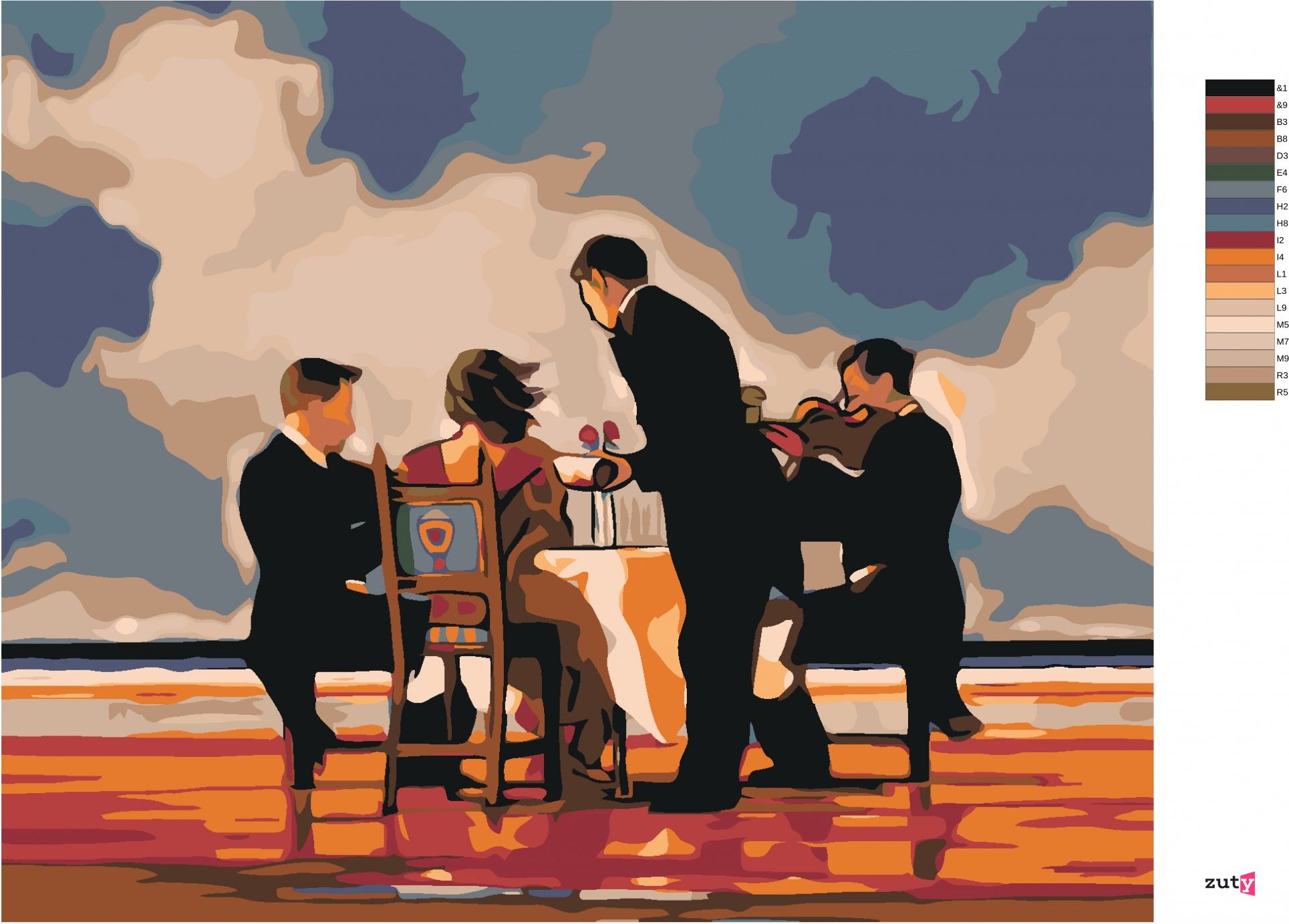 zuty Malování podle čísel - VEČEŘE NA PLÁŽI - Rozměr: 40x50 cm, Rámování: Varianta: bez rámu a bez vypnutí plátna - obrázek 8