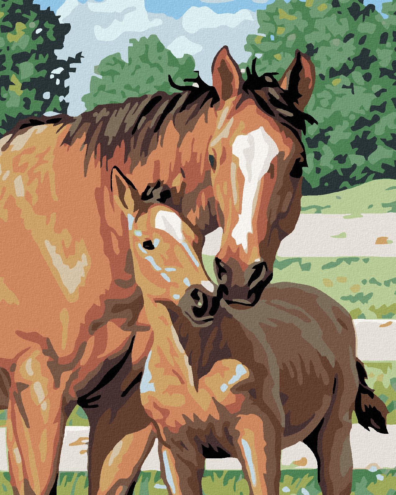 zuty Malování podle čísel - KOBYLA S HŘÍBĚTEM - Rozměr: 40x50 cm, Rámování: Varianta: bez rámu a bez vypnutí plátna - obrázek 1