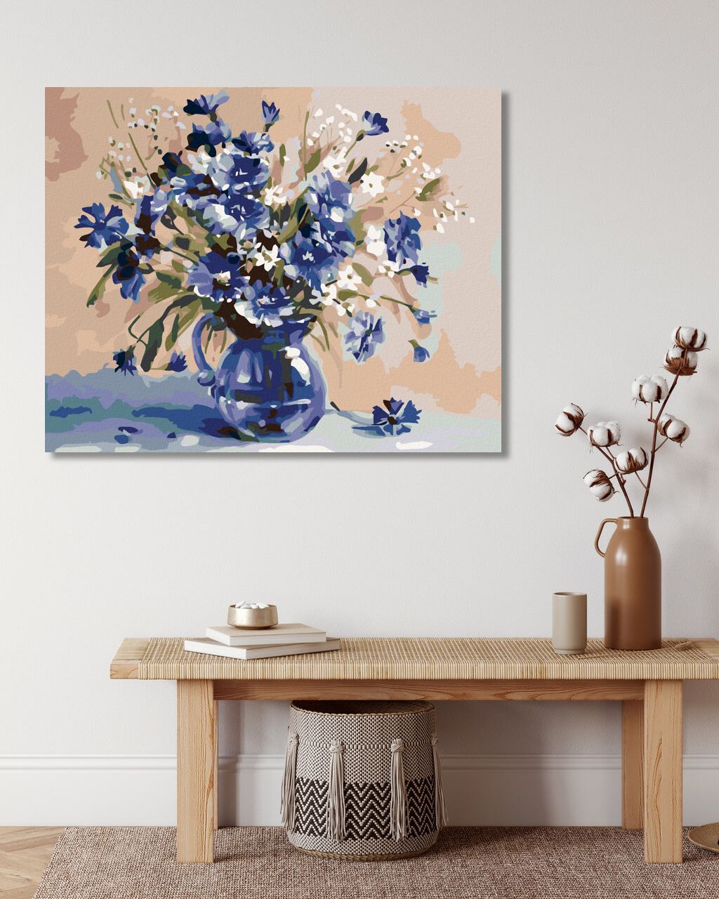 zuty Malování podle čísel - KYTICE MODRÝCH KVÍTKŮ - Rozměr: 40x50 cm, Rámování: Varianta: bez rámu a bez vypnutí plátna - obrázek 7