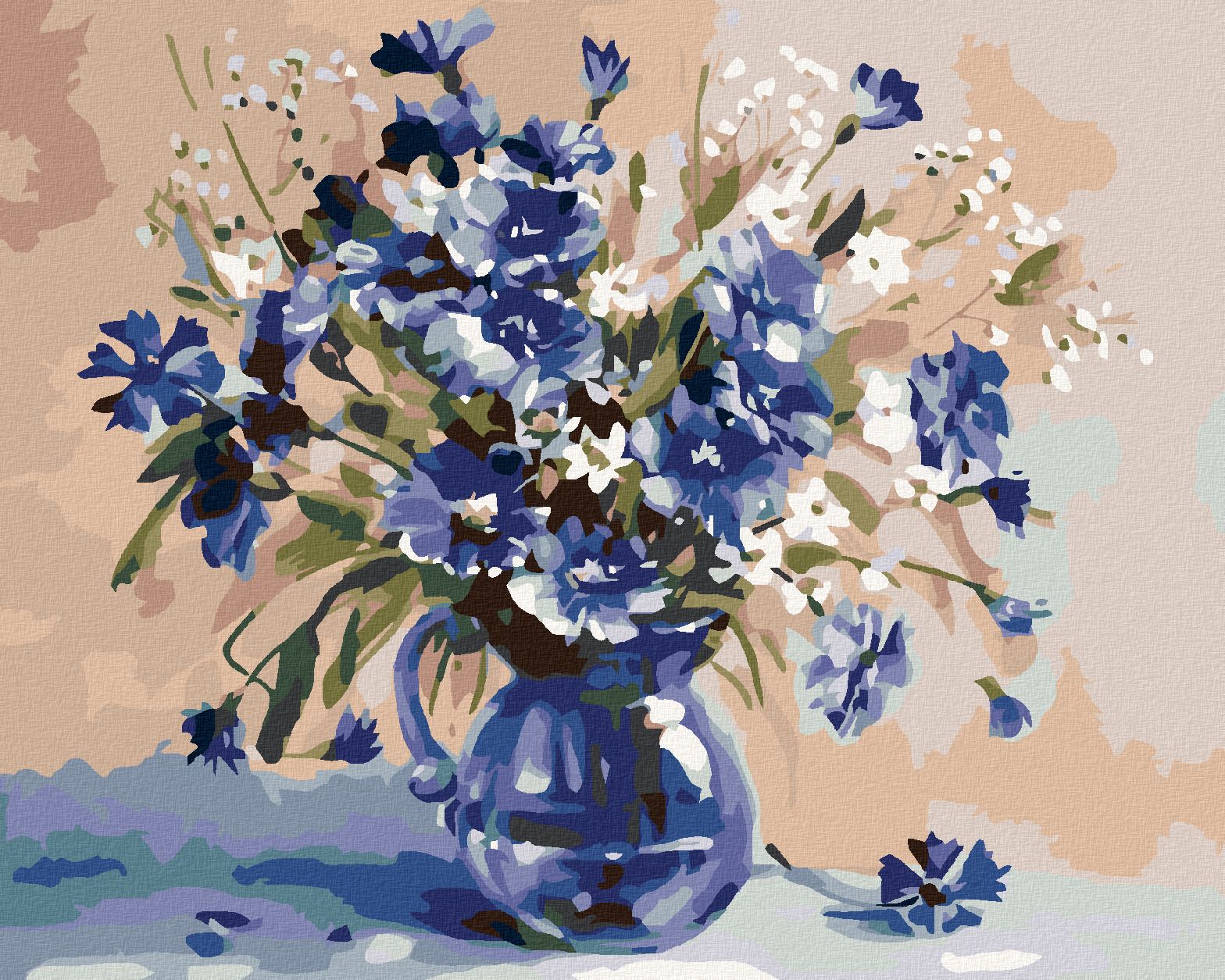 zuty Malování podle čísel - KYTICE MODRÝCH KVÍTKŮ - Rozměr: 40x50 cm, Rámování: Varianta: vypnuté plátno na rám - obrázek 1