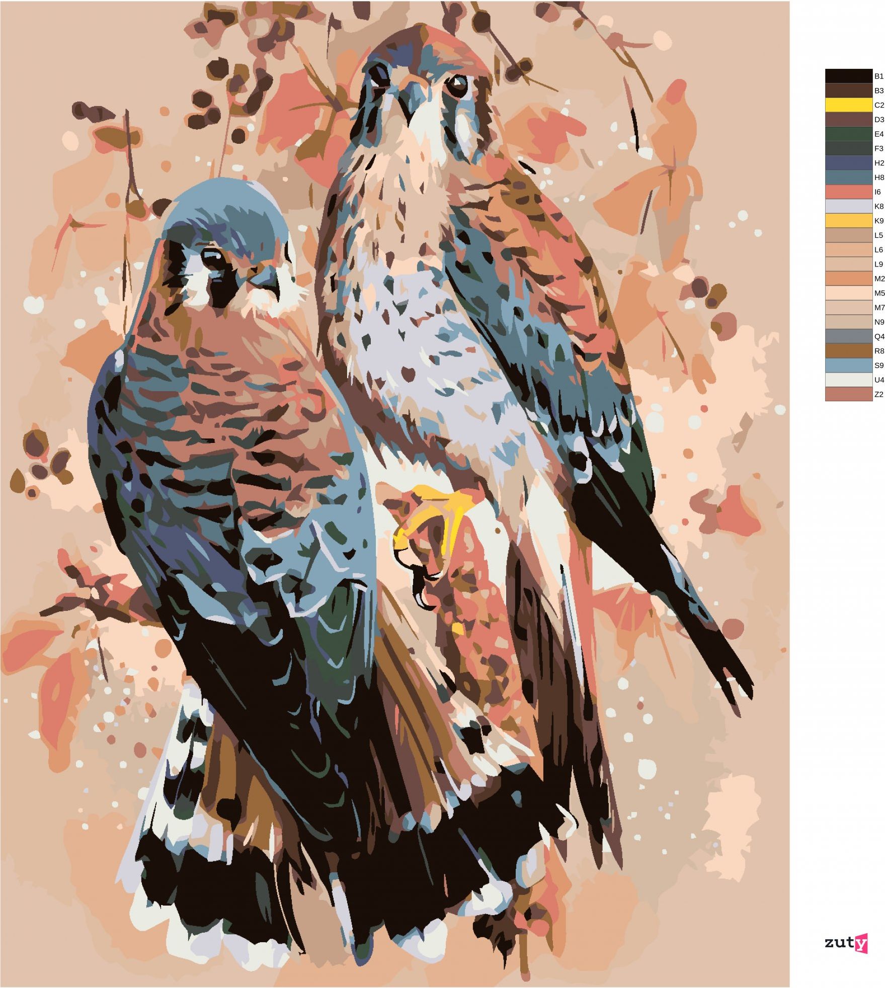 zuty Malování podle čísel - DVĚ POŠTOLKY - Rozměr: 40x50 cm, Rámování: Varianta: vypnuté plátno na rám - obrázek 3