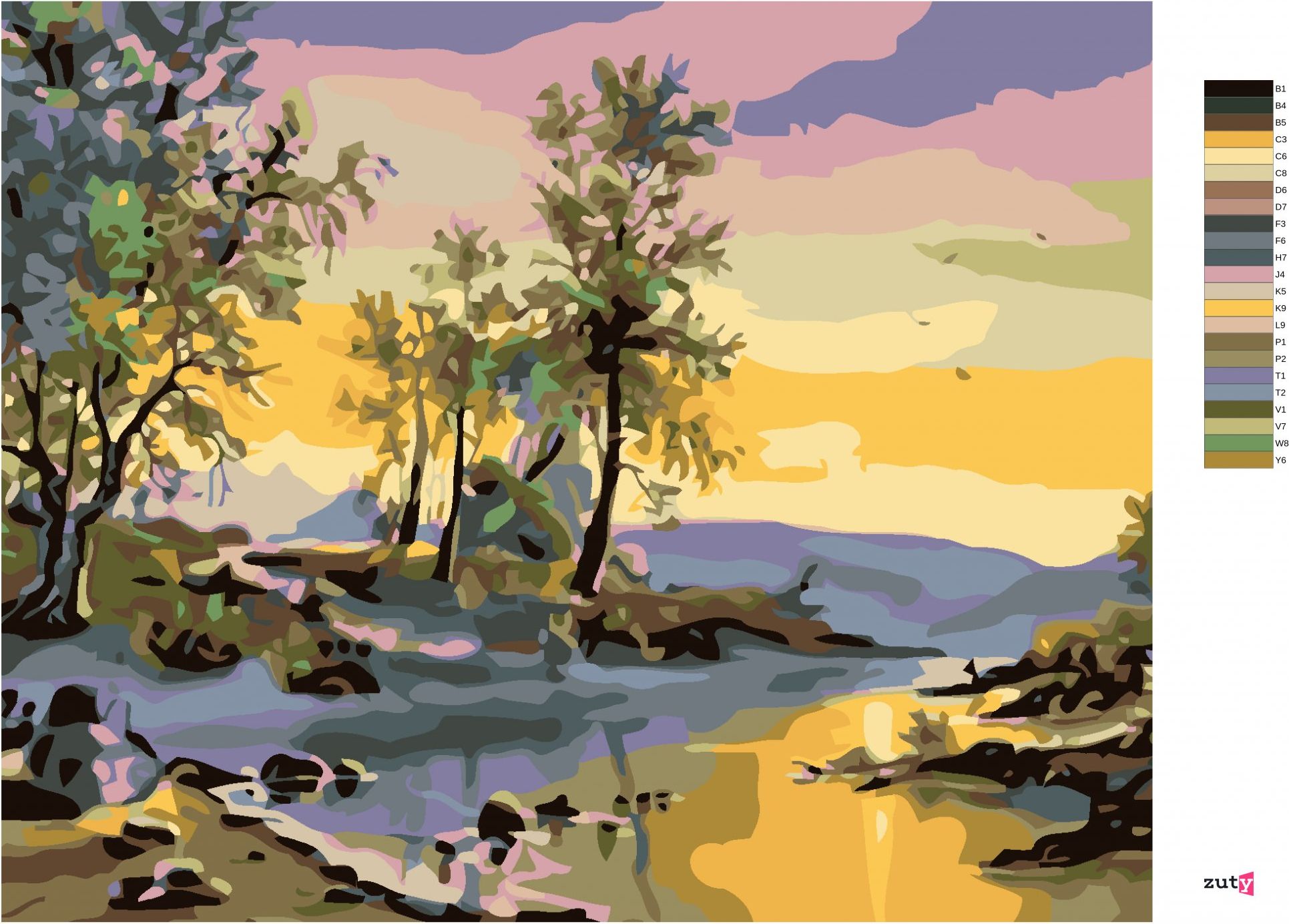 zuty Malování podle čísel - ZÁPAD SLUNCE NAD ŘEKOU - Rozměr: 40x50 cm, Rámování: Varianta: vypnuté plátno na rám - obrázek 10