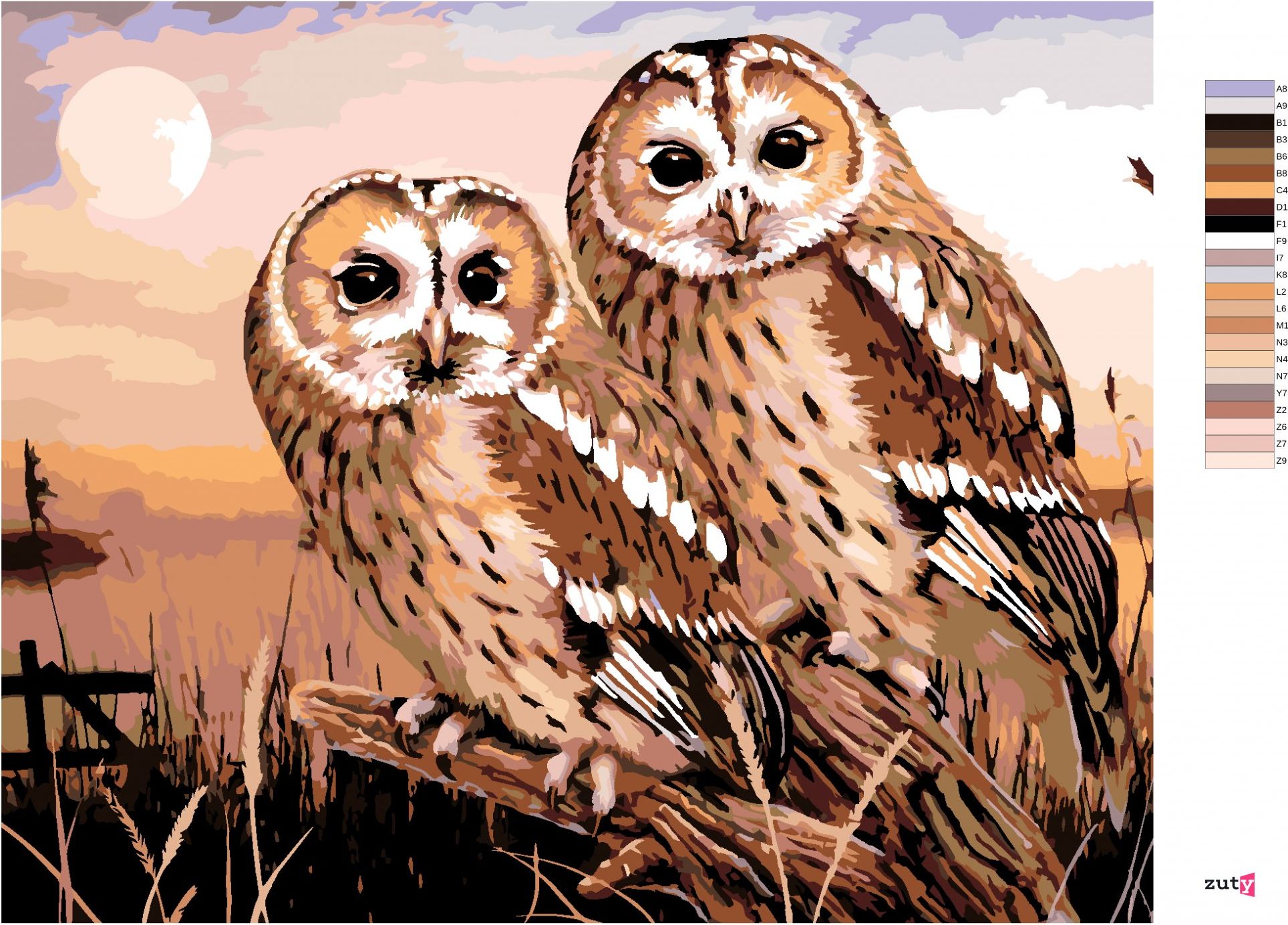zuty Malování podle čísel - SOVY - PUŠTÍK OBECNÝ (HOWARD ROBINSON) - Rozměr: 40x50 cm, Rámování: Varianta: bez rámu a bez vypnutí plátna - obrázek 7