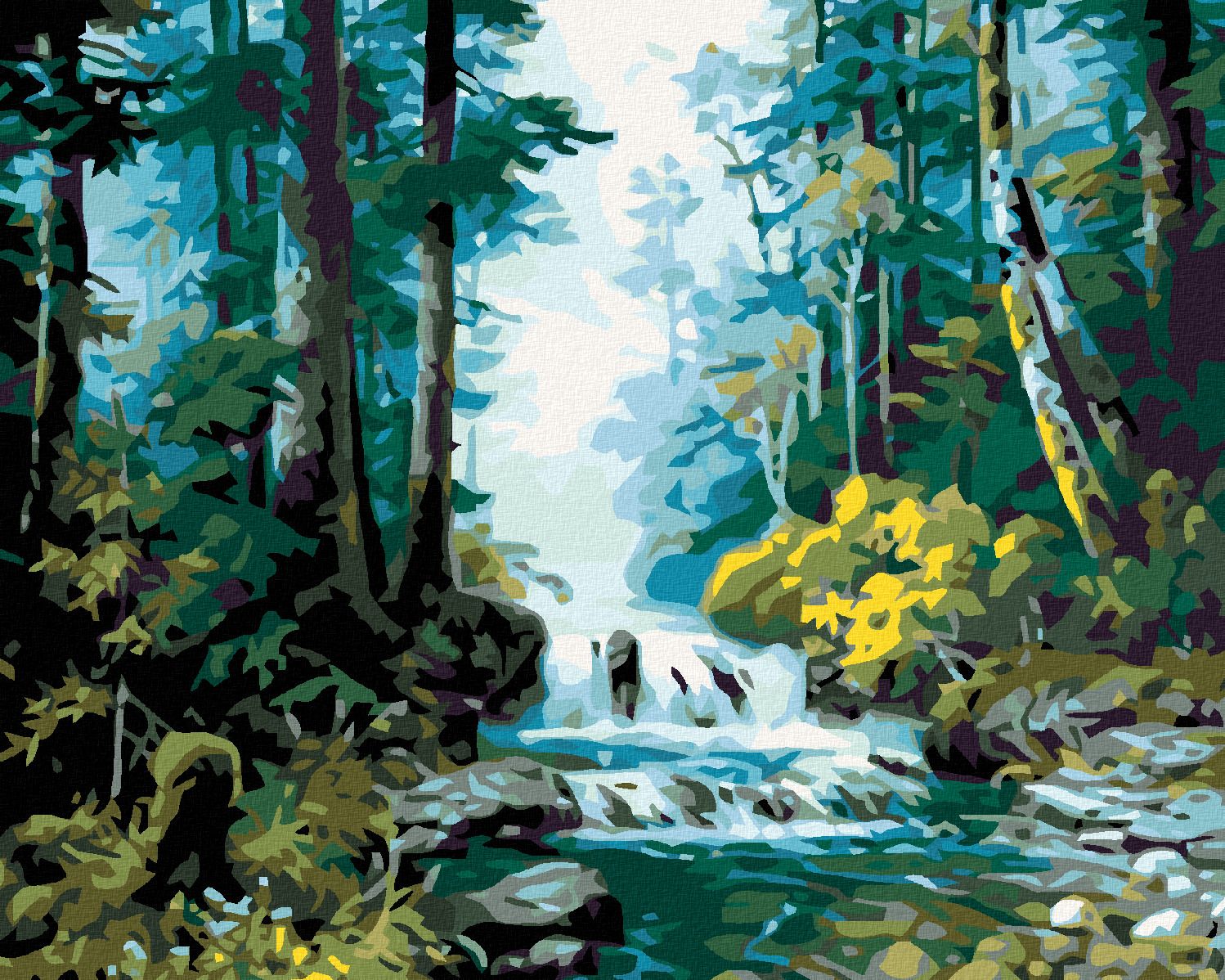 zuty Malování podle čísel - LESNÍ POTOK - Rozměr: 40x50 cm, Rámování: Varianta: bez rámu a bez vypnutí plátna - obrázek 1