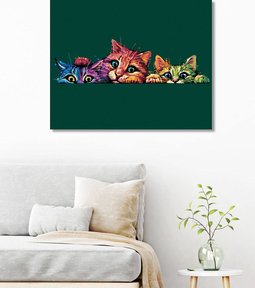 zuty Malování podle čísel - BAREVNÉ KOČKY - Rozměr: 40x50 cm, Rámování: Varianta: bez rámu a bez vypnutí plátna - obrázek 4
