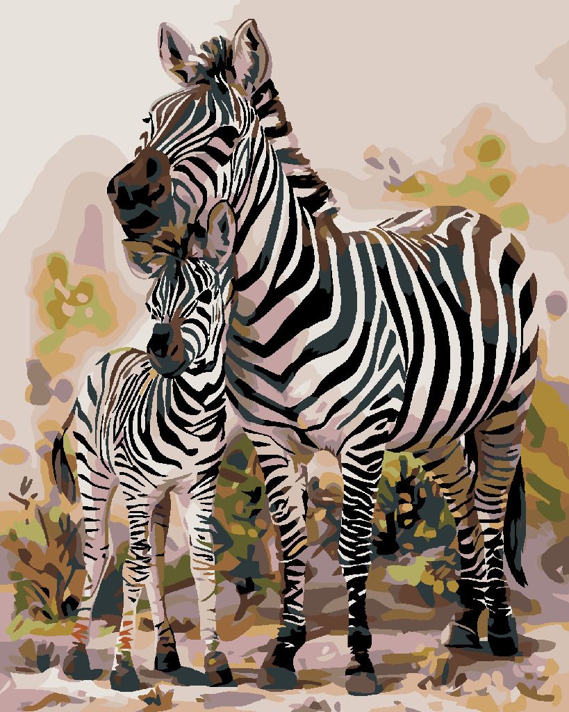 zuty Malování podle čísel - ZEBRA S MLÁDĚTEM - Rozměr: 40x50 cm, Rámování: Varianta: bez rámu a bez vypnutí plátna - obrázek 9