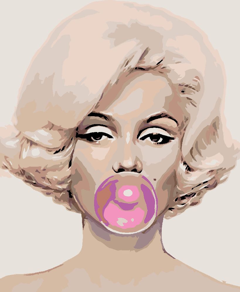 zuty Malování podle čísel - MARILYN S BUBLINOU - Rozměr: 40x50 cm, Rámování: Varianta: bez rámu a bez vypnutí plátna - obrázek 3