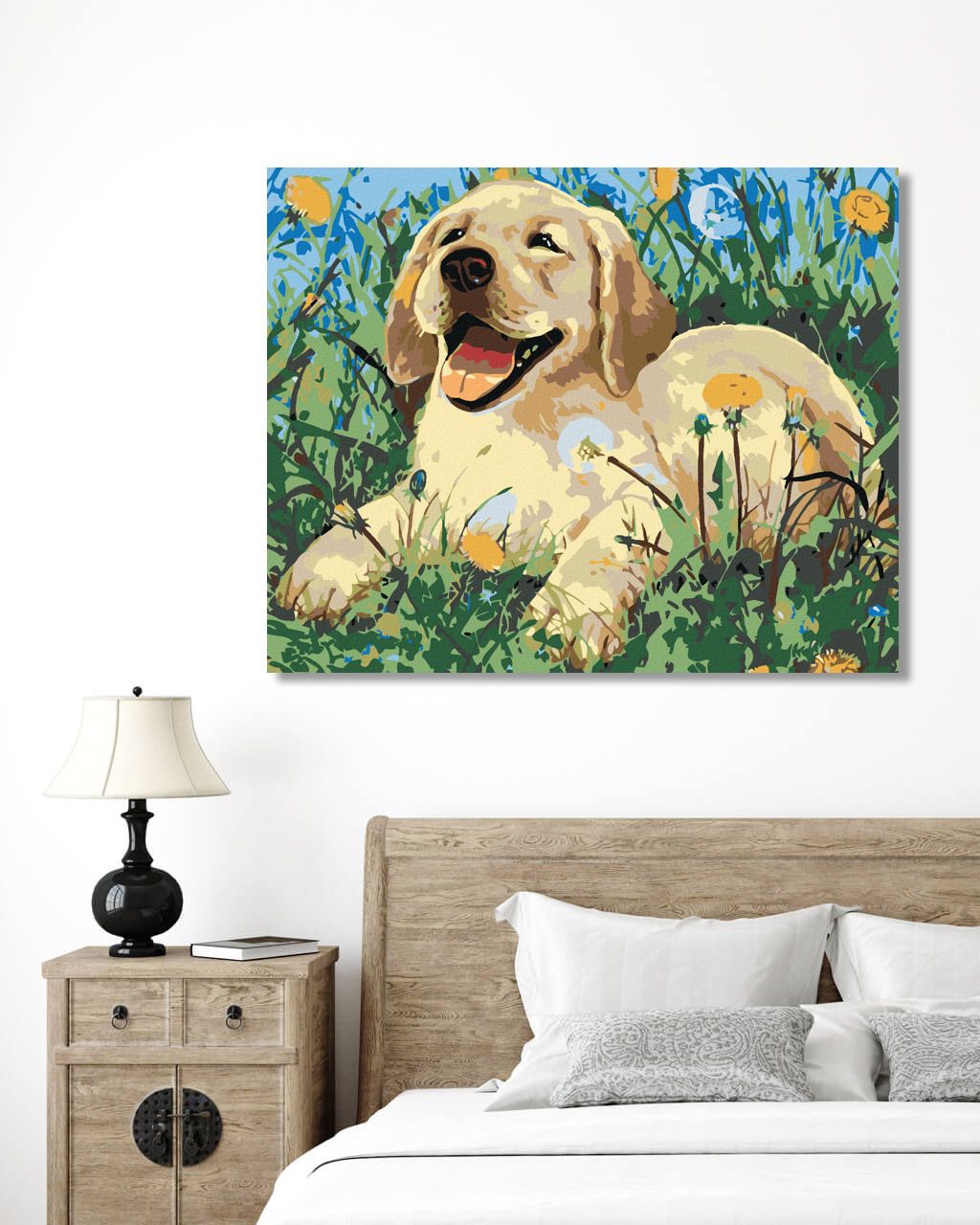 zuty Malování podle čísel - ŠTĚNĚ MEZI PAMPELIŠKAMI - Rozměr: 40x50 cm, Rámování: Varianta: vypnuté plátno na rám - obrázek 2