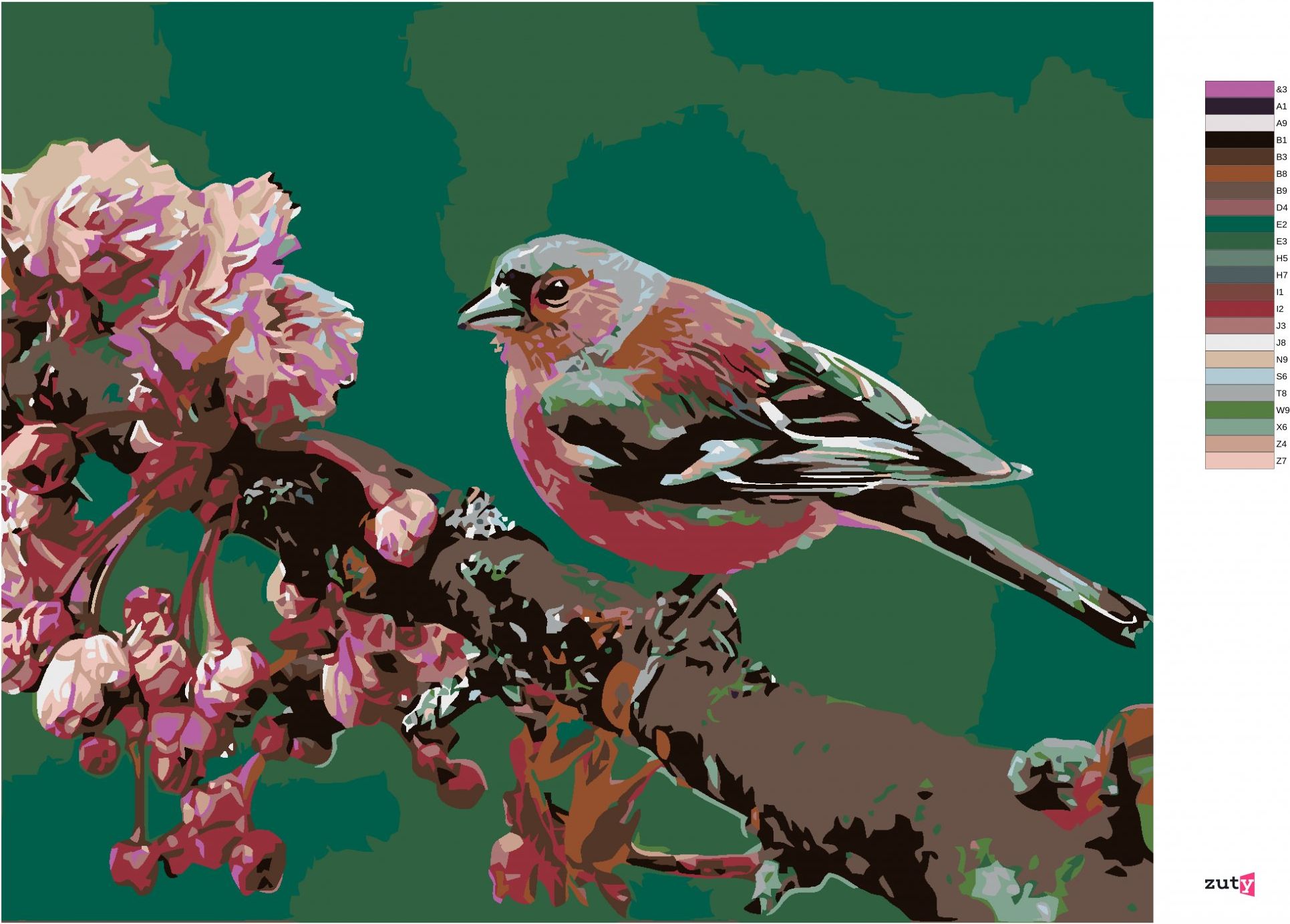 zuty Malování podle čísel - KVETOUCÍ SAKURA A RŮŽOVÝ PTÁČEK - Rozměr: 40x50 cm, Rámování: Varianta: bez rámu a bez vypnutí plátna - obrázek 3
