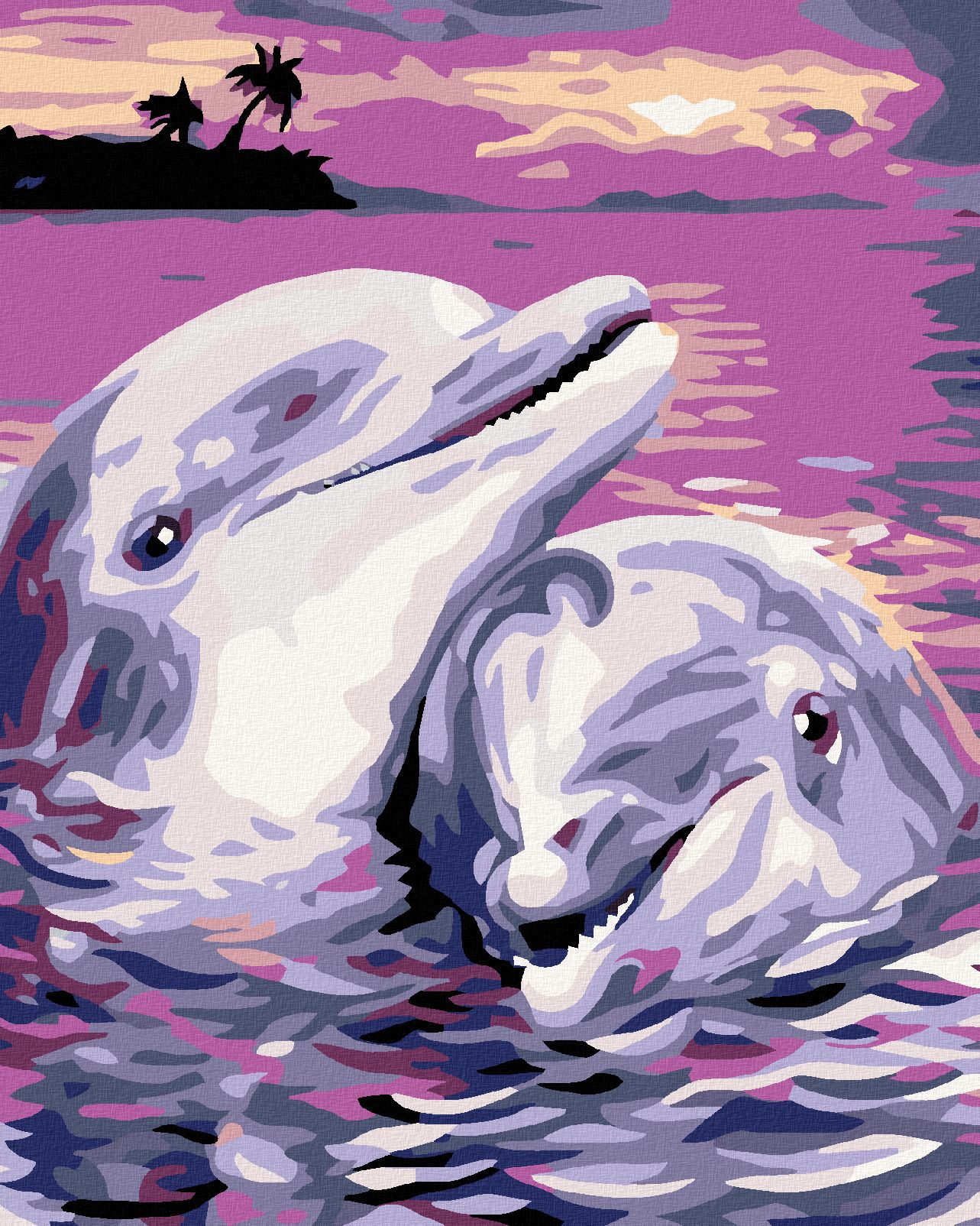 zuty Malování podle čísel - DELFÍNI - Rozměr: 40x50 cm, Rámování: Varianta: vypnuté plátno na rám - obrázek 1