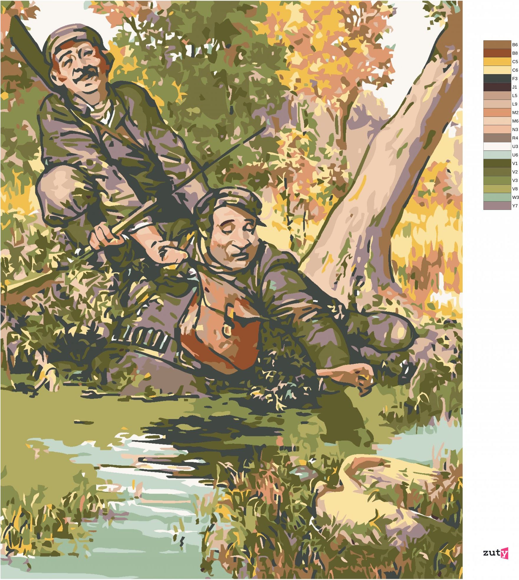 zuty Malování podle čísel - MYSLIVCI NA LOVU - Rozměr: 40x50 cm, Rámování: Varianta: bez rámu a bez vypnutí plátna - obrázek 7