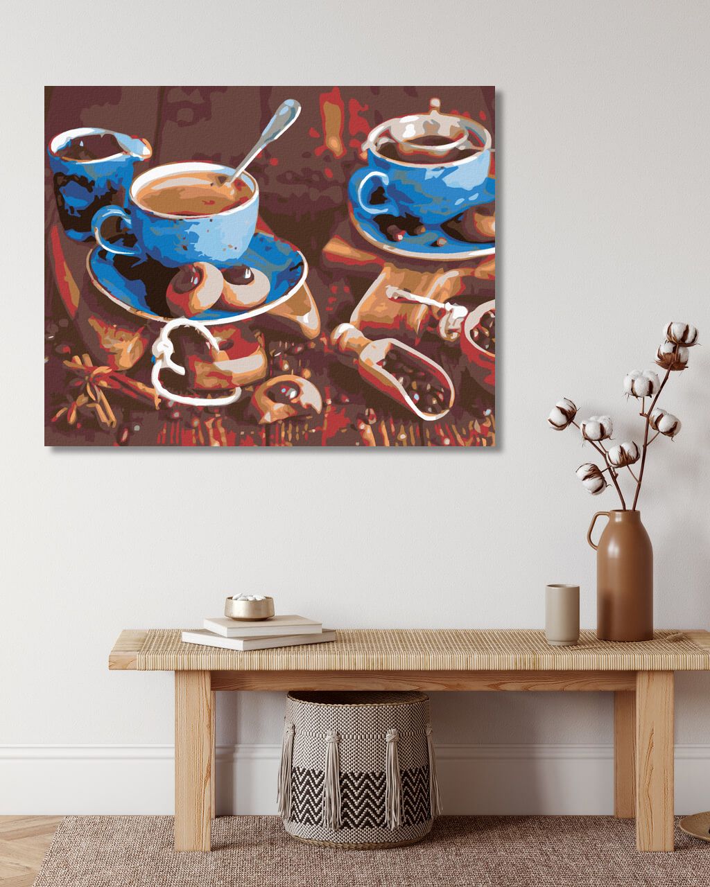 zuty Malování podle čísel - MODRÉ ŠÁLKY KÁVY I. - Rozměr: 40x50 cm, Rámování: Varianta: vypnuté plátno na rám - obrázek 4