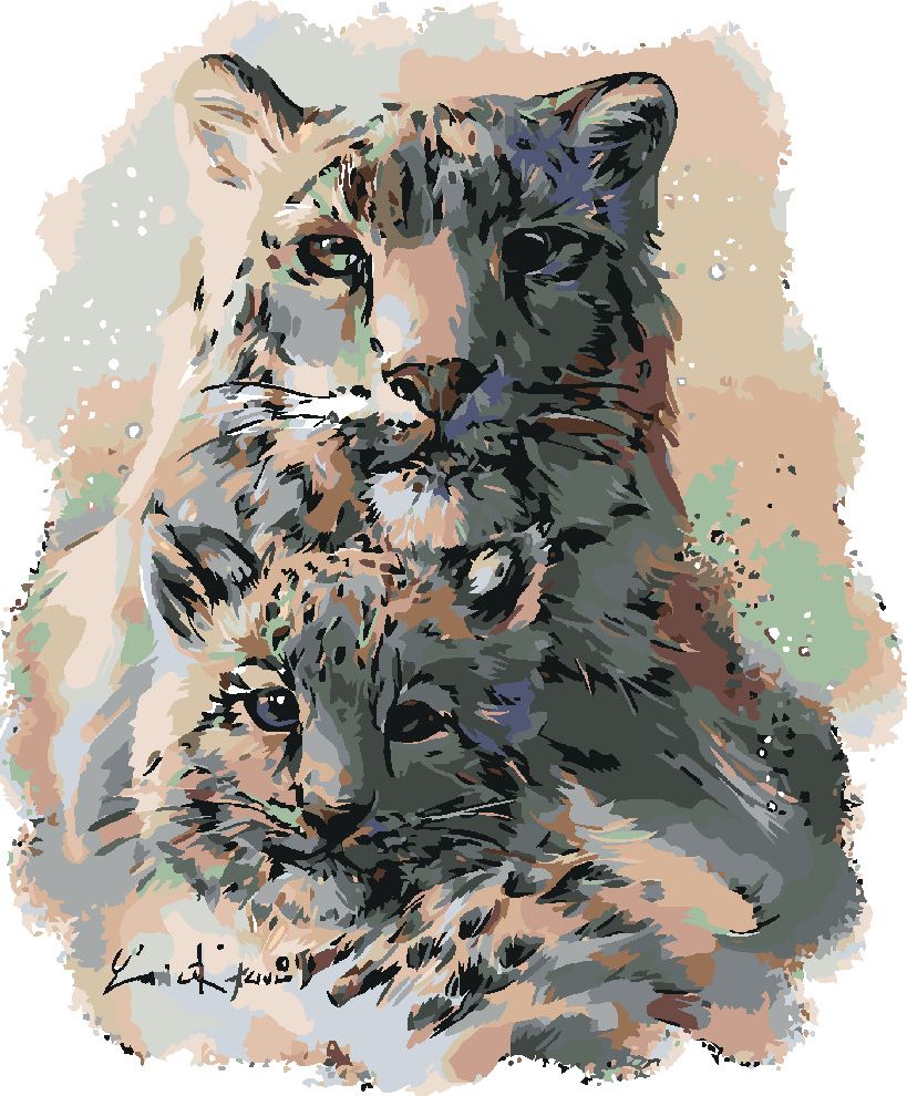 zuty Malování podle čísel - LEVHART SNĚŽNÝ S MLÁDĚTEM - Rozměr: 40x50 cm, Rámování: Varianta: vypnuté plátno na rám - obrázek 7