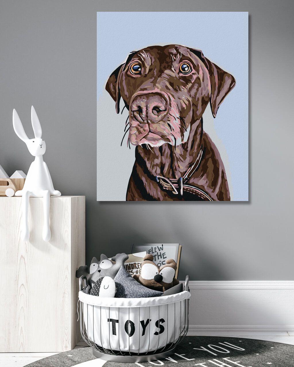 zuty Malování podle čísel - HNĚDÝ PES S HNĚDÝM OBOJKEM - Rozměr: 40x50 cm, Rámování: Varianta: vypnuté plátno na rám - obrázek 2