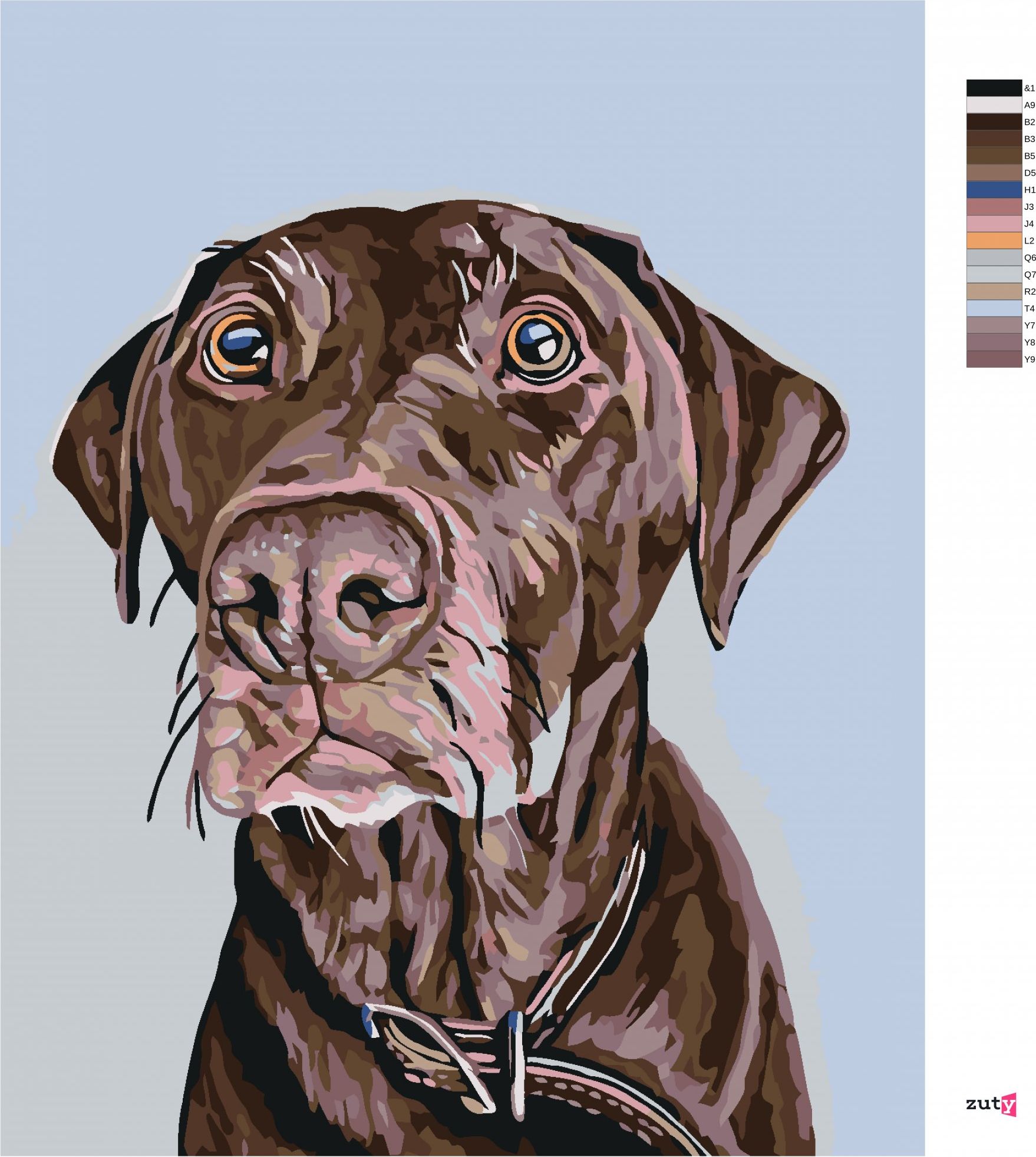 zuty Malování podle čísel - HNĚDÝ PES S HNĚDÝM OBOJKEM - Rozměr: 40x50 cm, Rámování: Varianta: vypnuté plátno na rám - obrázek 9