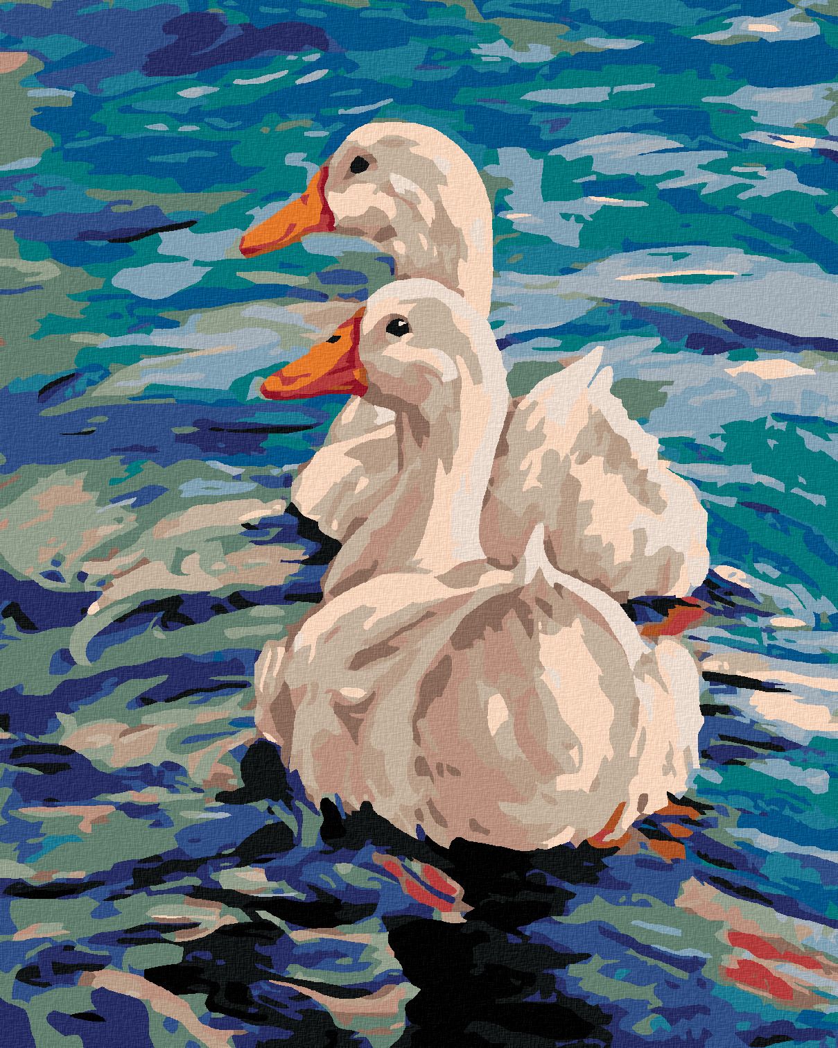 zuty Malování podle čísel - DVĚ KACHNY NA VODĚ - Rozměr: 40x50 cm, Rámování: Varianta: vypnuté plátno na rám - obrázek 1