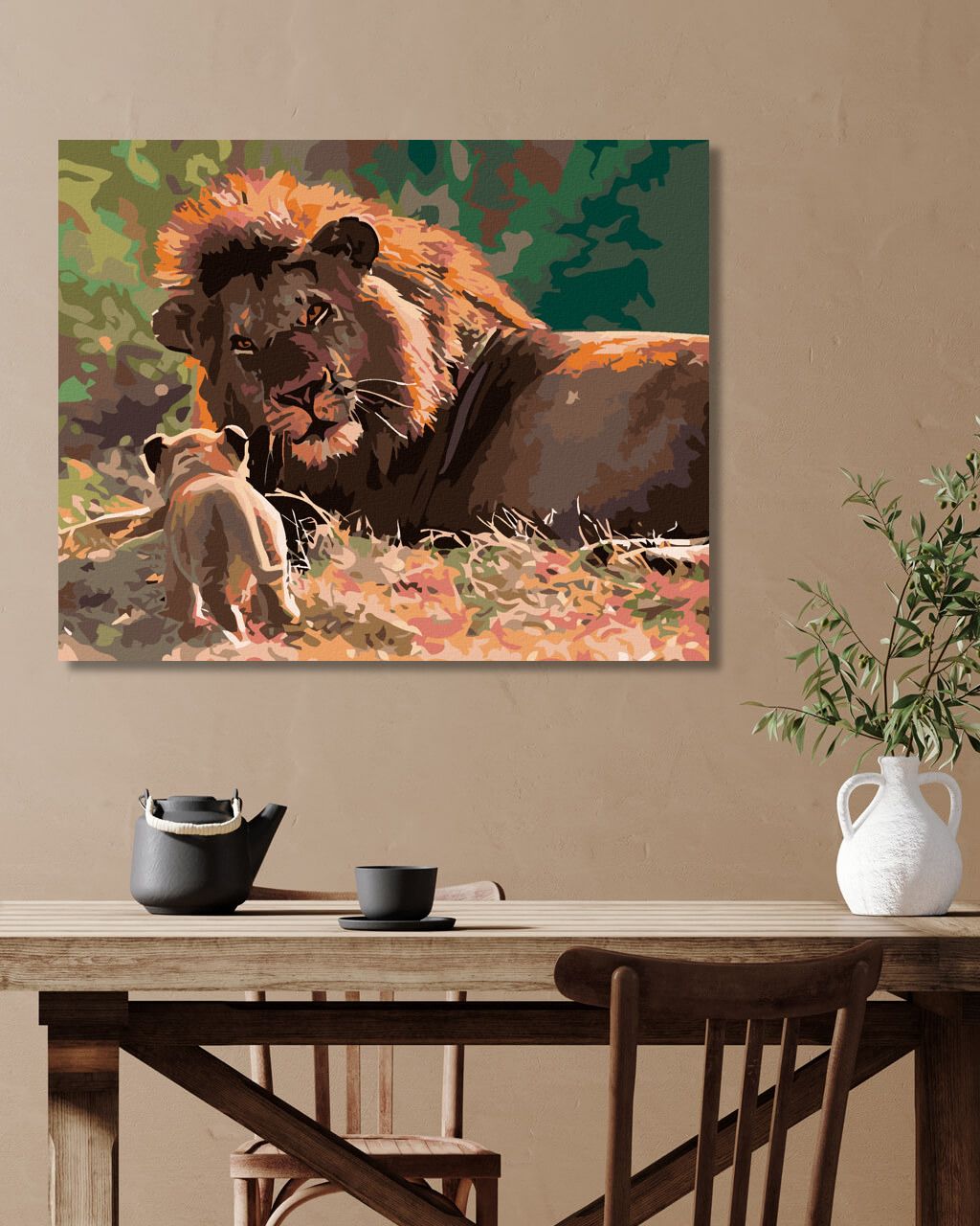 zuty Malování podle čísel - LEV A LVÍČE - Rozměr: 40x50 cm, Rámování: Varianta: vypnuté plátno na rám - obrázek 4