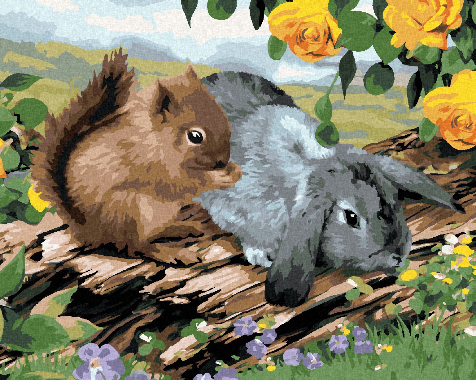 zuty Malování podle čísel - VEVERKA A KRÁLÍK NA PAŘEZU (HOWARD ROBINSON) - Rozměr: 40x50 cm, Rámování: Varianta: vypnuté plátno na rám - obrázek 1