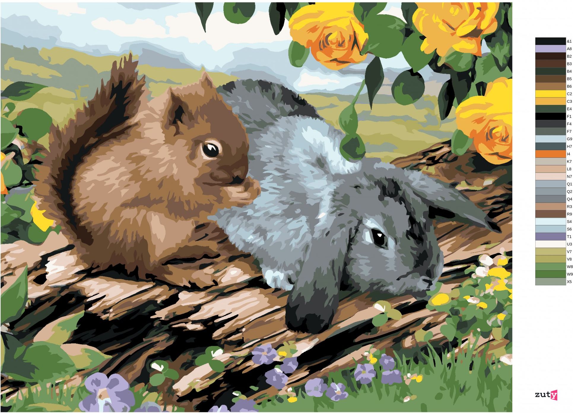 zuty Malování podle čísel - VEVERKA A KRÁLÍK NA PAŘEZU (HOWARD ROBINSON) - Rozměr: 40x50 cm, Rámování: Varianta: vypnuté plátno na rám - obrázek 6