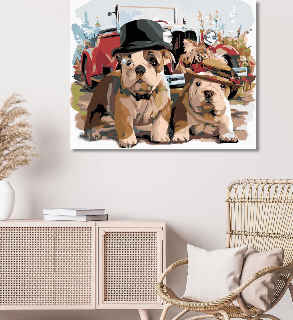 zuty Malování podle čísel - BULDOČKOVÉ S VETERÁNEM - Rozměr: 40x50 cm, Rámování: Varianta: vypnuté plátno na rám - obrázek 6