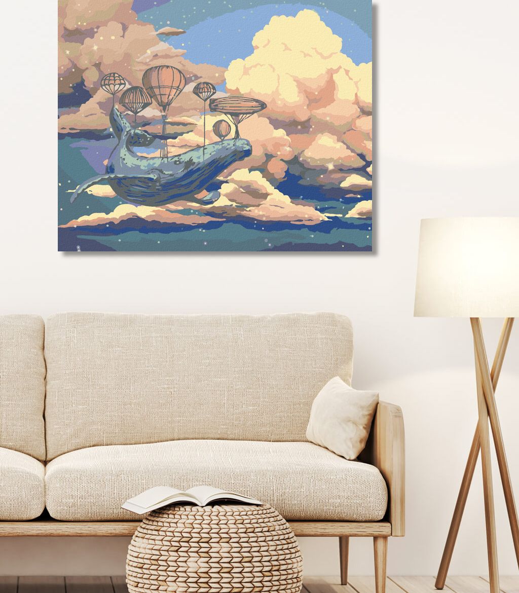 zuty Malování podle čísel - LÉTAJÍCÍ VELRYBA - Rozměr: 40x50 cm, Rámování: Varianta: bez rámu a bez vypnutí plátna - obrázek 4