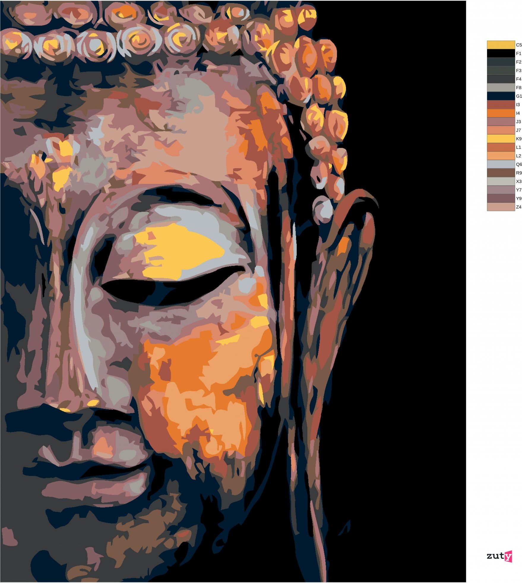 zuty Malování podle čísel - BUDDHA - Rozměr: 40x50 cm, Rámování: Varianta: bez rámu a bez vypnutí plátna - obrázek 9