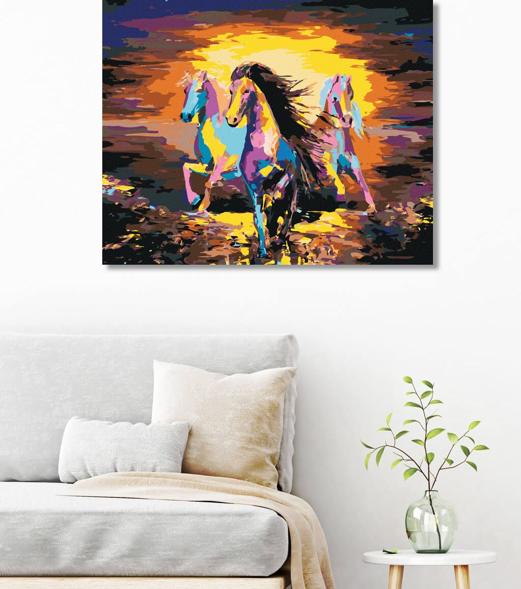 zuty Malování podle čísel - BAREVNÉ STÁDO KONÍ - Rozměr: 40x50 cm, Rámování: Varianta: bez rámu a bez vypnutí plátna - obrázek 6