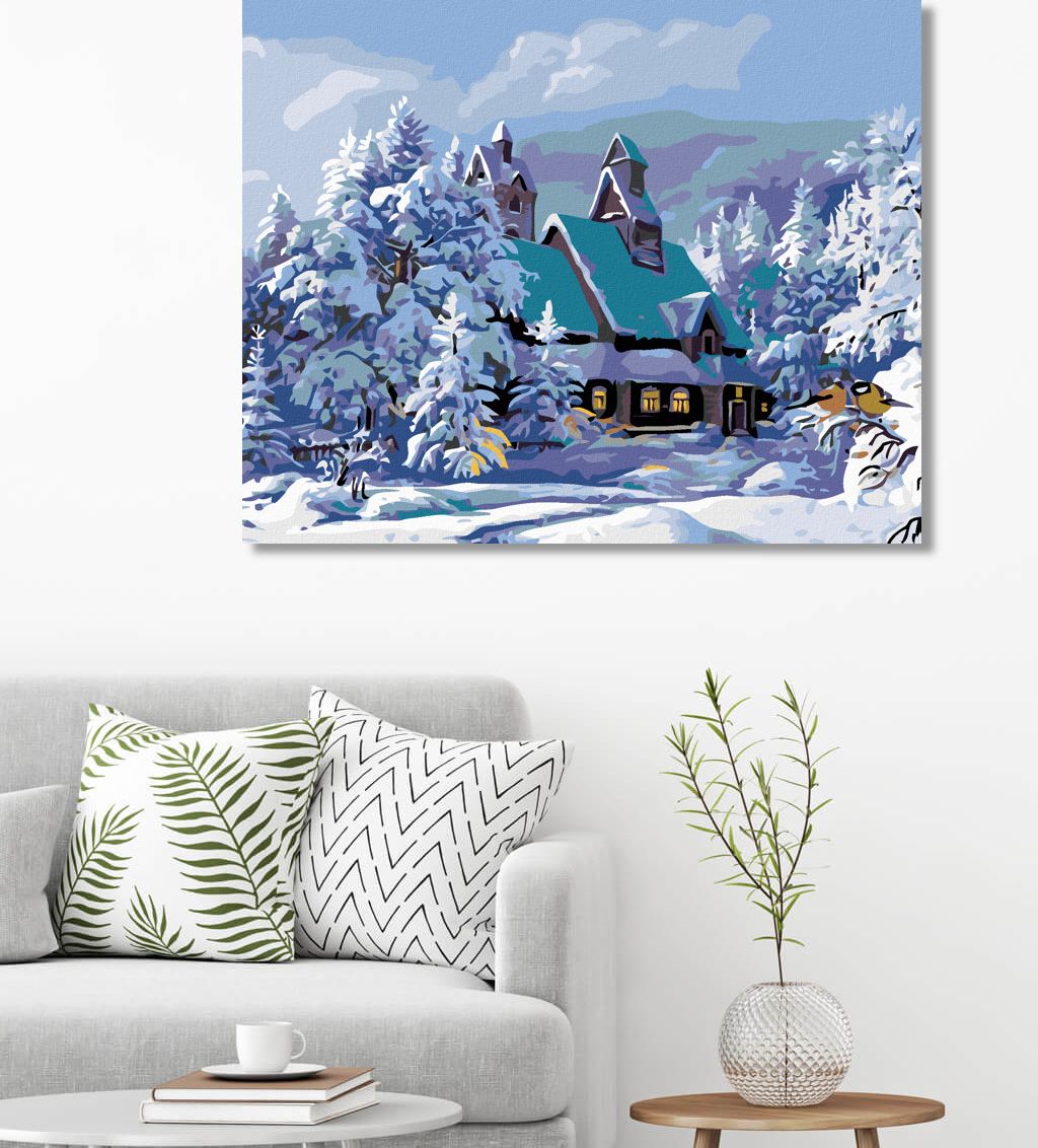 zuty Malování podle čísel - ZASNĚŽENÝ DŮM - Rozměr: 40x50 cm, Rámování: Varianta: vypnuté plátno na rám - obrázek 7